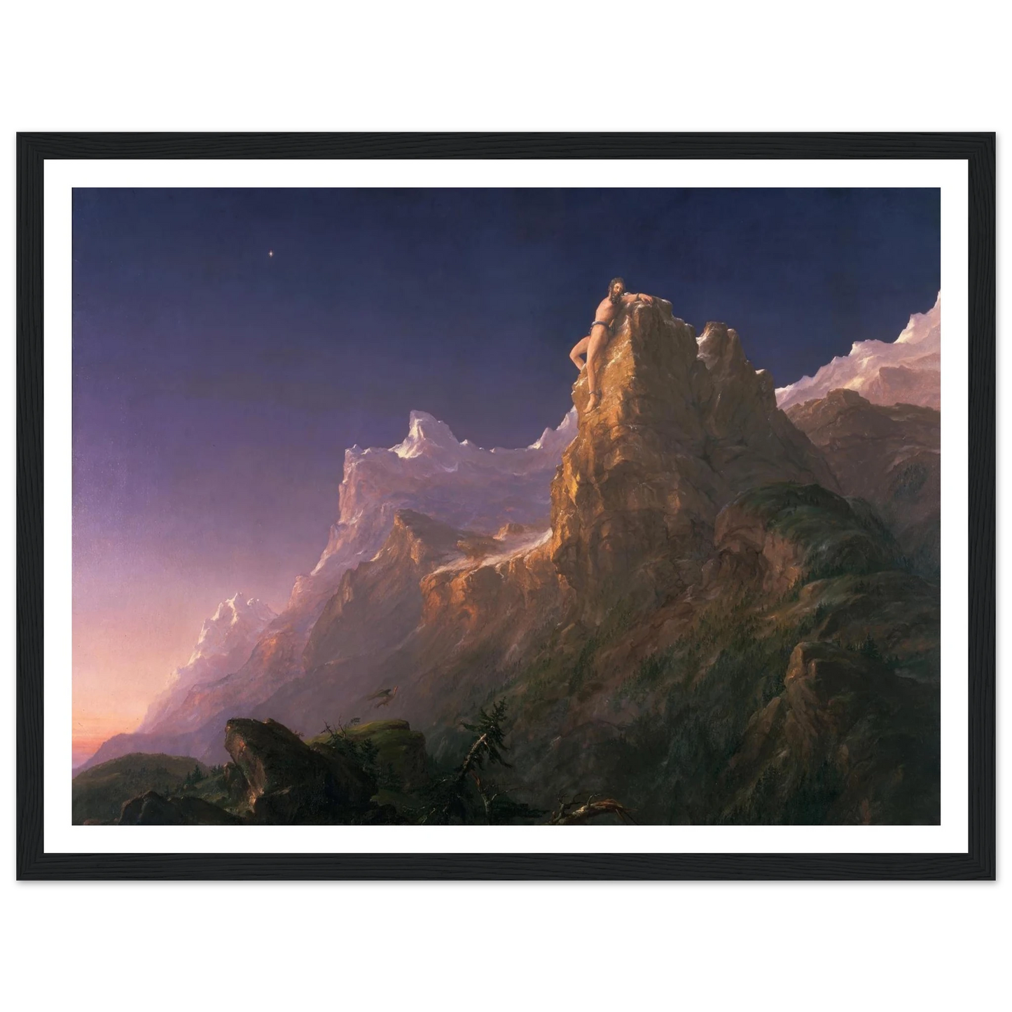 Prometheus Bound Art Print | Thomas Cole - Framed Poster - 30x40 cm / 12x16″ - Black frame
