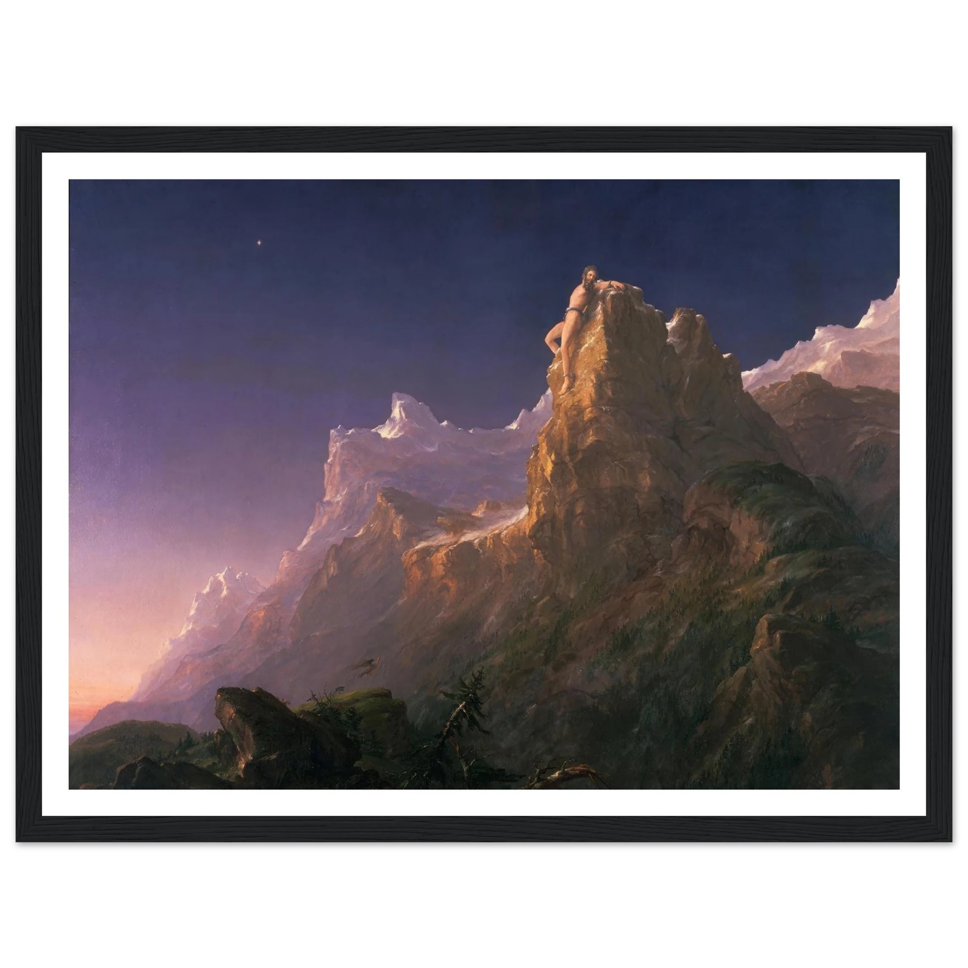 Prometheus Bound Art Print | Thomas Cole - Framed Poster - 30x40 cm / 12x16″ - Black frame