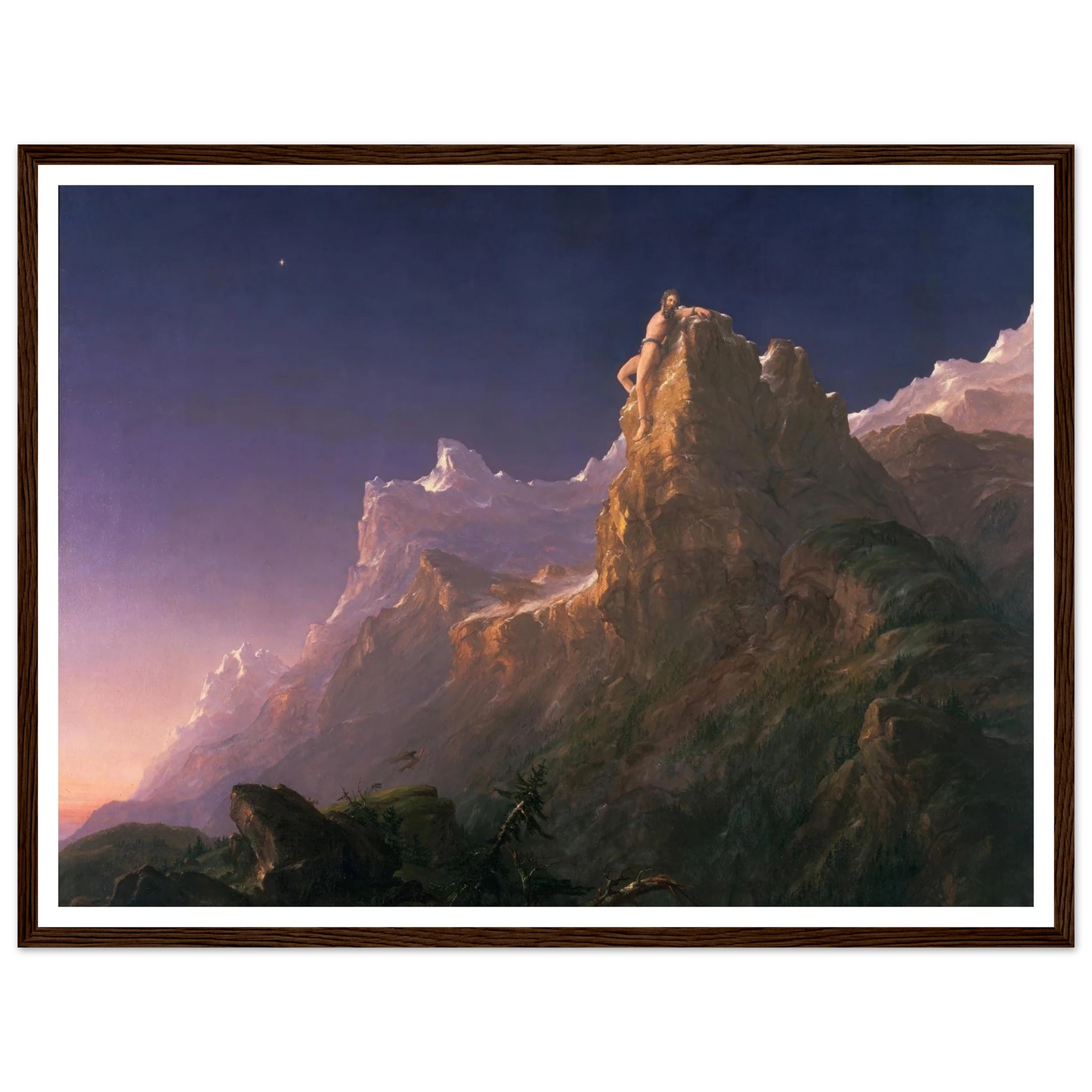 Prometheus Bound Art Print | Thomas Cole - Framed Poster - 30x40 cm / 12x16″ - Black frame