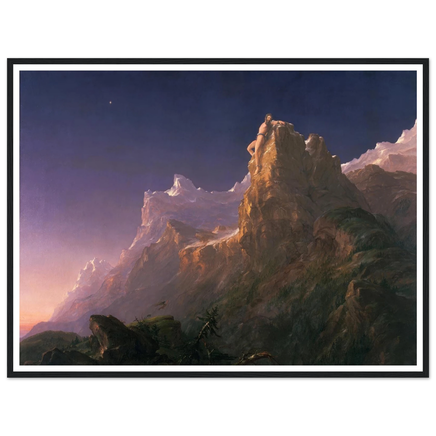 Prometheus Bound Art Print | Thomas Cole - Framed Poster - 30x40 cm / 12x16″ - Black frame