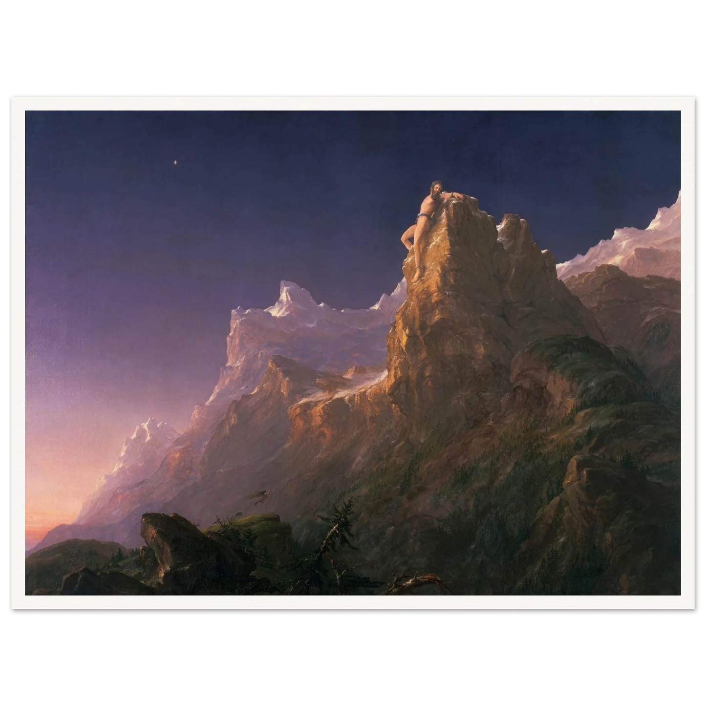 Prometheus Bound Art Print | Thomas Cole - Framed Poster - 30x40 cm / 12x16″ - Black frame