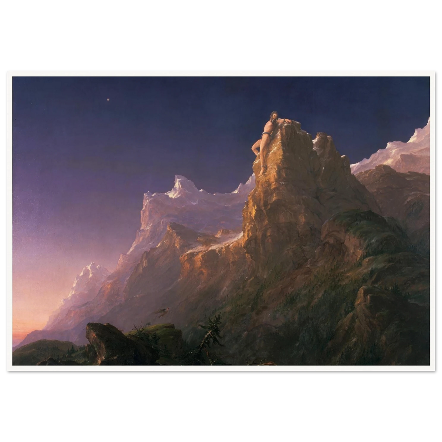 Prometheus Bound Art Print | Thomas Cole - Framed Poster - 30x40 cm / 12x16″ - Black frame