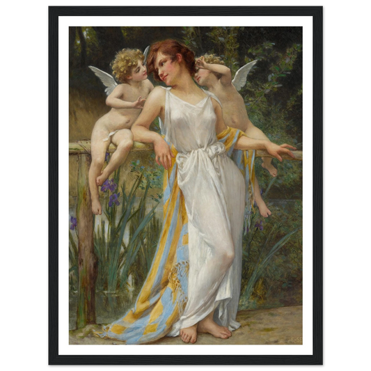 Psyche With Putti Art Print | Guillaume Seignac - Framed Poster - 30x40 cm / 12x16″ - Black frame