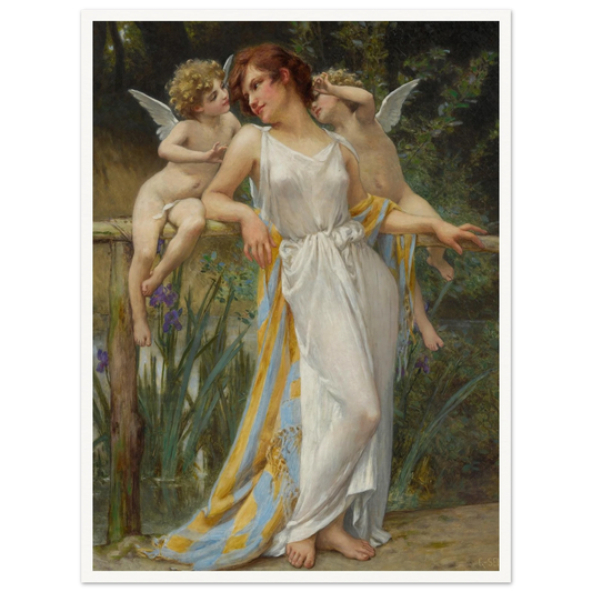Psyche With Putti Art Print | Guillaume Seignac - Framed Poster - 30x40 cm / 12x16″ - Black frame