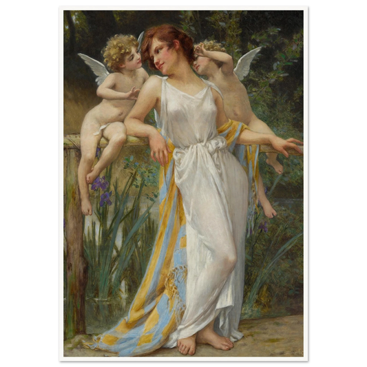 Psyche With Putti Art Print | Guillaume Seignac - Framed Poster - 30x40 cm / 12x16″ - Black frame