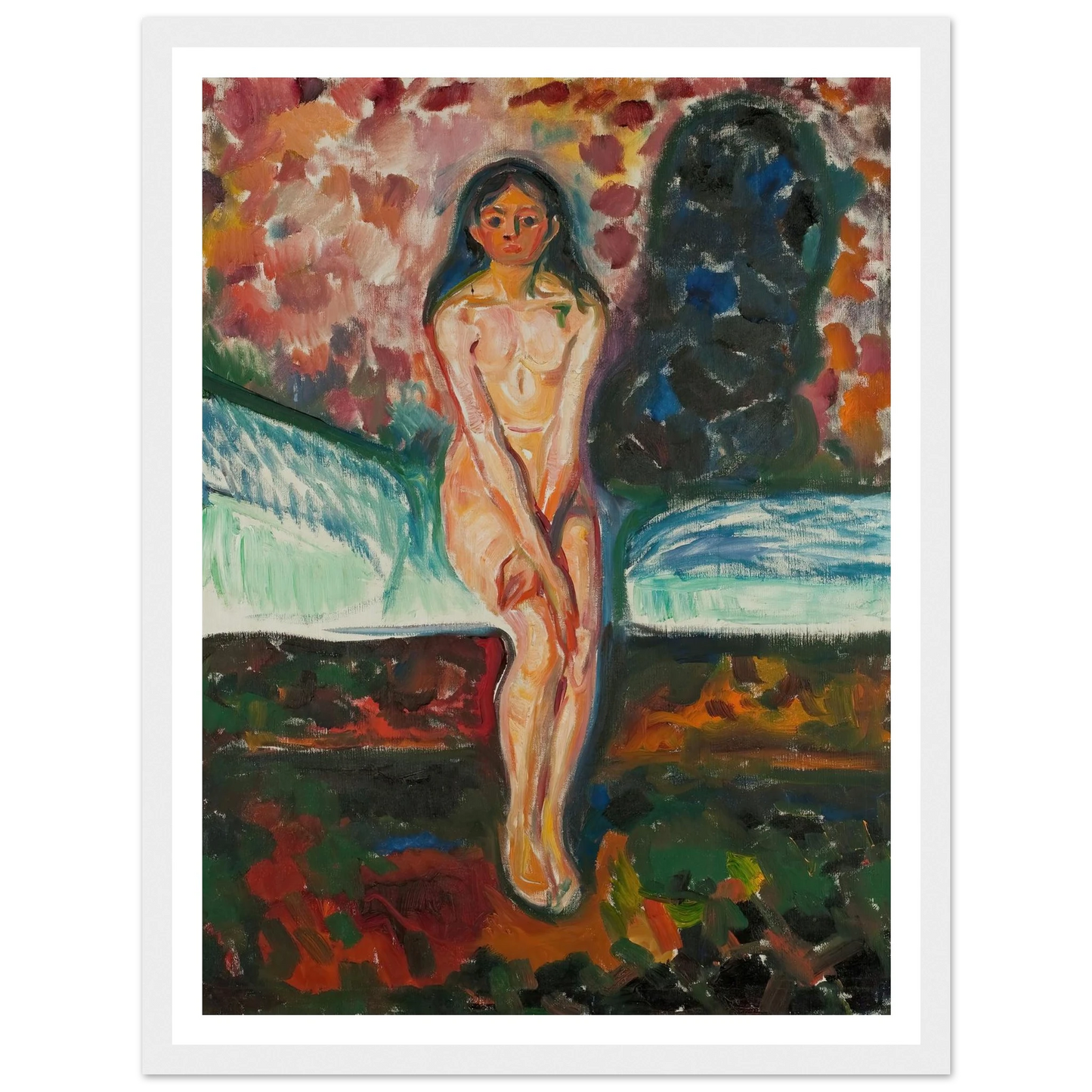 Puberty (1914–16) Art Print | Edvard Munch - Framed Poster - 30x40 cm / 12x16″ - Black frame