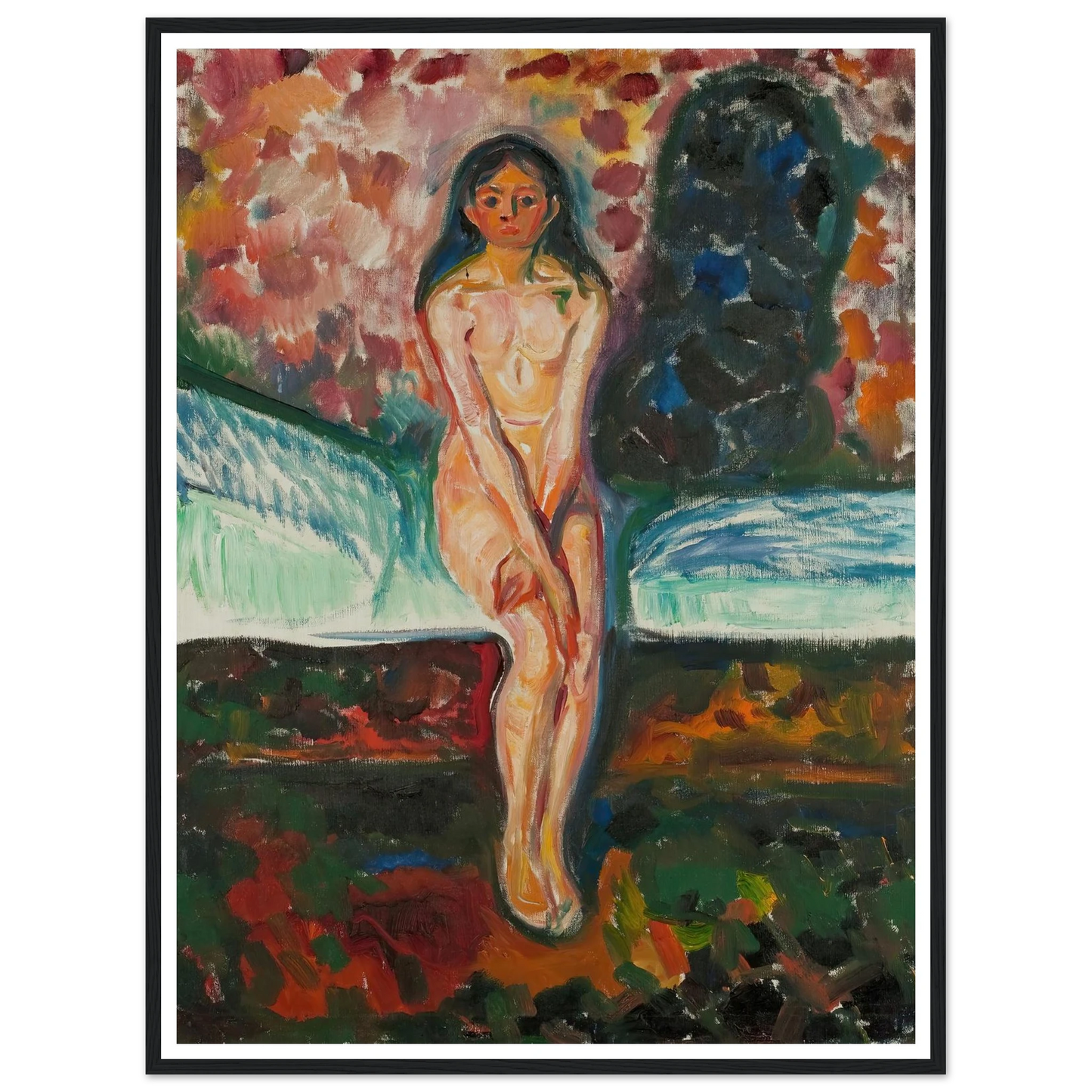 Puberty (1914–16) Art Print | Edvard Munch - Framed Poster - 30x40 cm / 12x16″ - Black frame