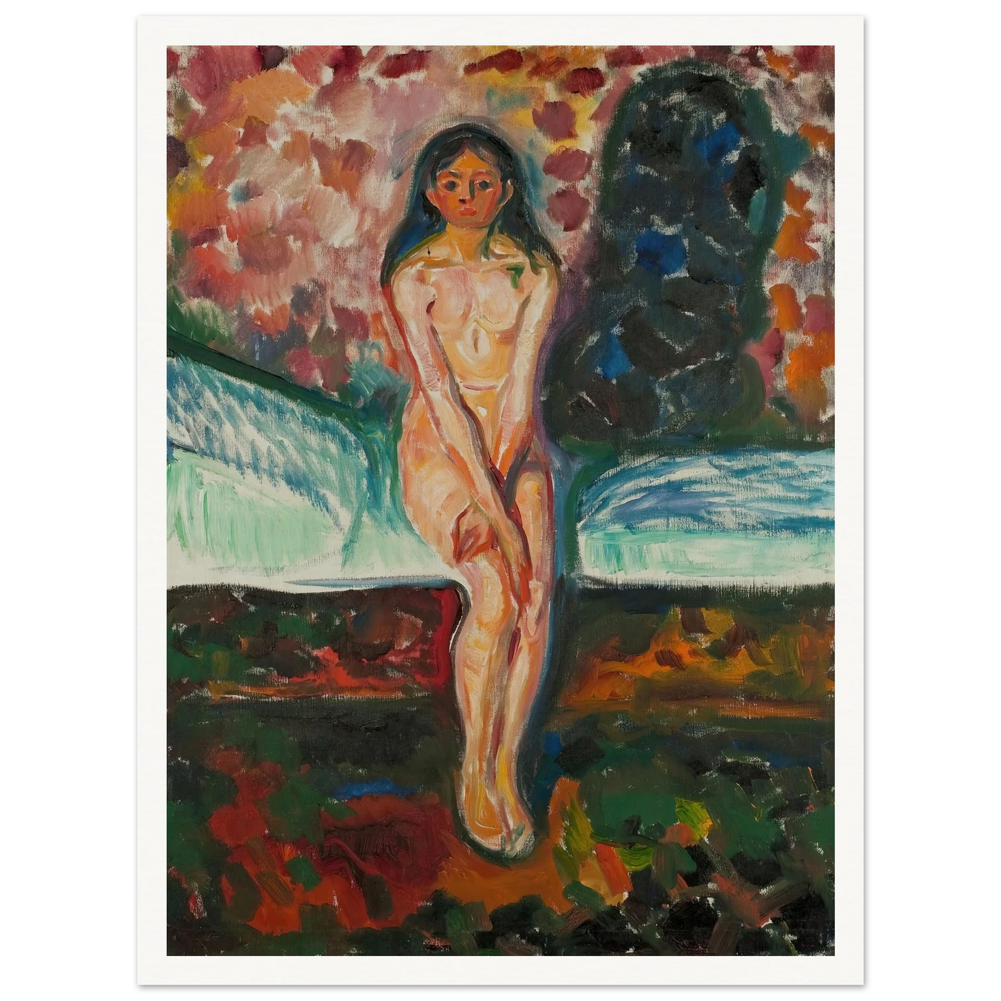 Puberty (1914–16) Art Print | Edvard Munch - Framed Poster - 30x40 cm / 12x16″ - Black frame