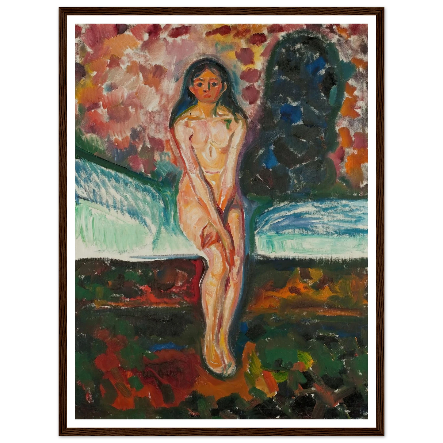Puberty (1914–16) Art Print | Edvard Munch - Framed Poster - 30x40 cm / 12x16″ - Black frame