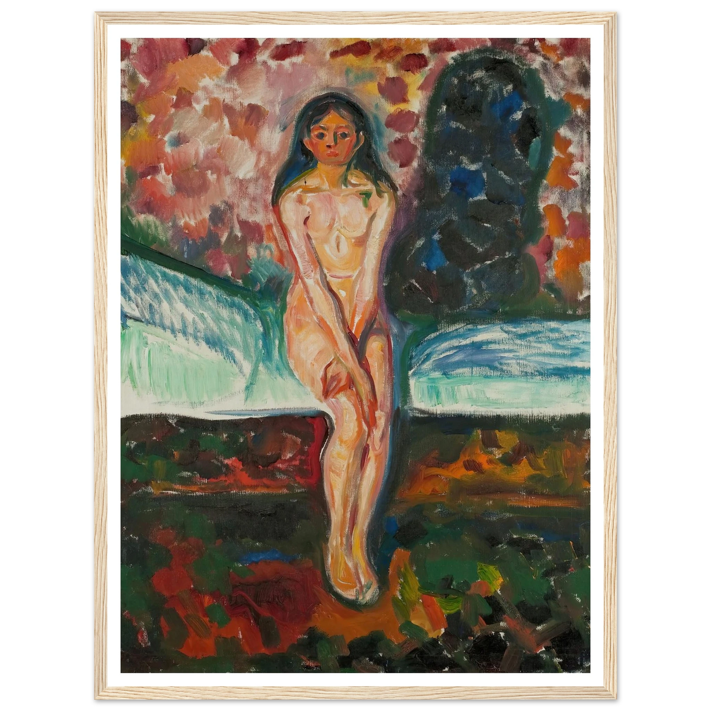 Puberty (1914–16) Art Print | Edvard Munch - Framed Poster - 30x40 cm / 12x16″ - Black frame