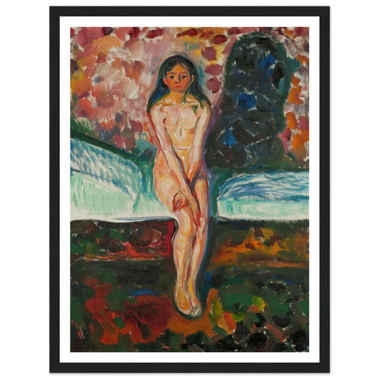 Puberty (1914–16) Art Print | Edvard Munch - Framed Poster - 30x40 cm / 12x16″ - Black frame