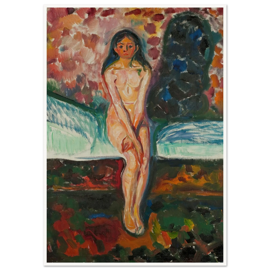 Puberty (1914–16) Art Print | Edvard Munch - Framed Poster - 30x40 cm / 12x16″ - Black frame