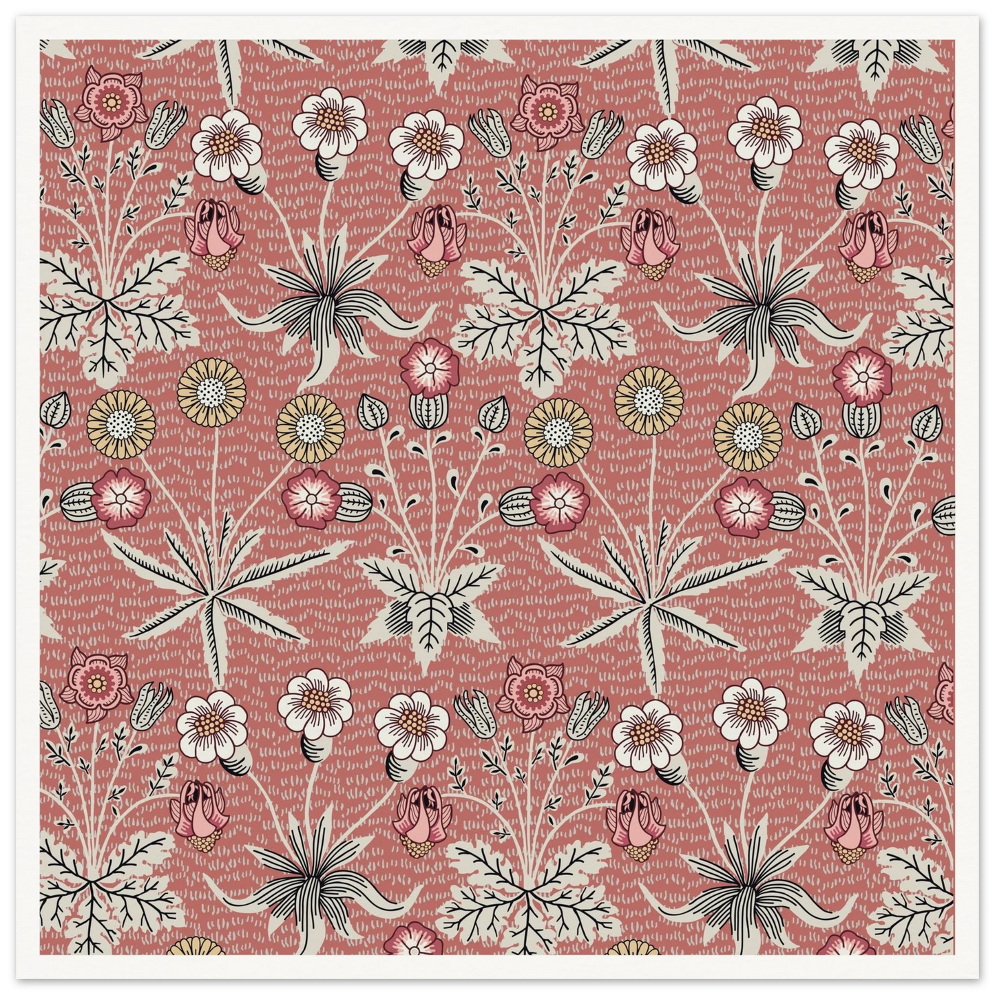 Pulsatilla Arts Tapestry Art Print | William Morris Inspired - Framed Poster - 30x30 cm / 12x12″ - Black frame