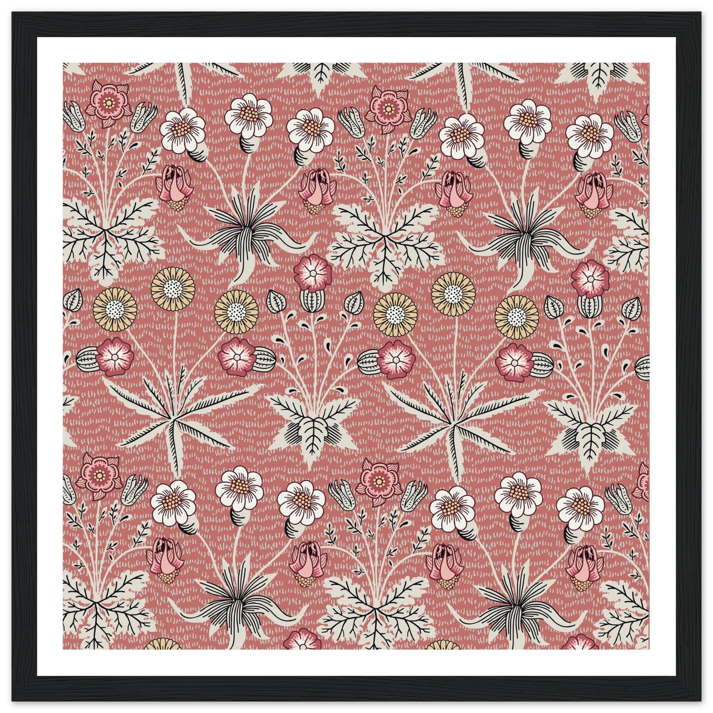 Pulsatilla Arts Tapestry Art Print | William Morris Inspired - Framed Poster - 30x30 cm / 12x12″ - Black frame