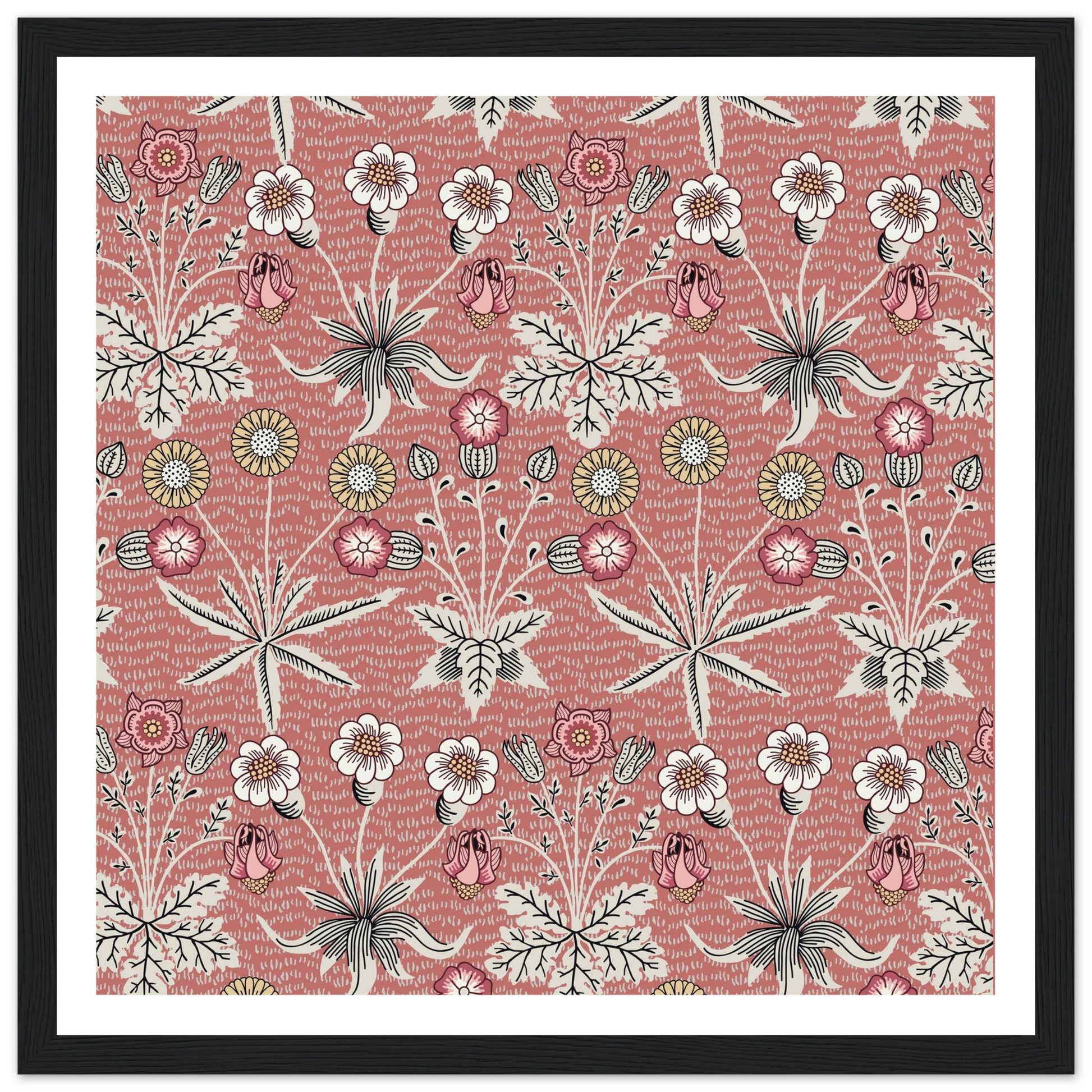 Pulsatilla Arts Tapestry Art Print | William Morris Inspired - Framed Poster - 30x30 cm / 12x12″ - Black frame