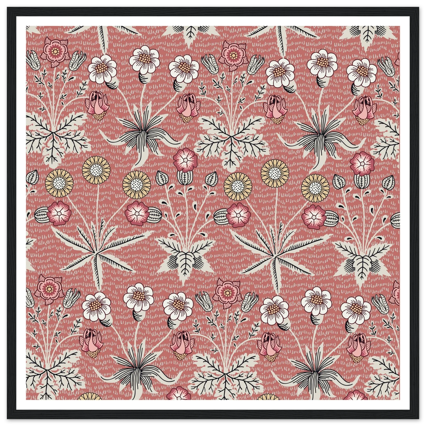 Pulsatilla Arts Tapestry Art Print | William Morris Inspired - Framed Poster - 30x30 cm / 12x12″ - Black frame