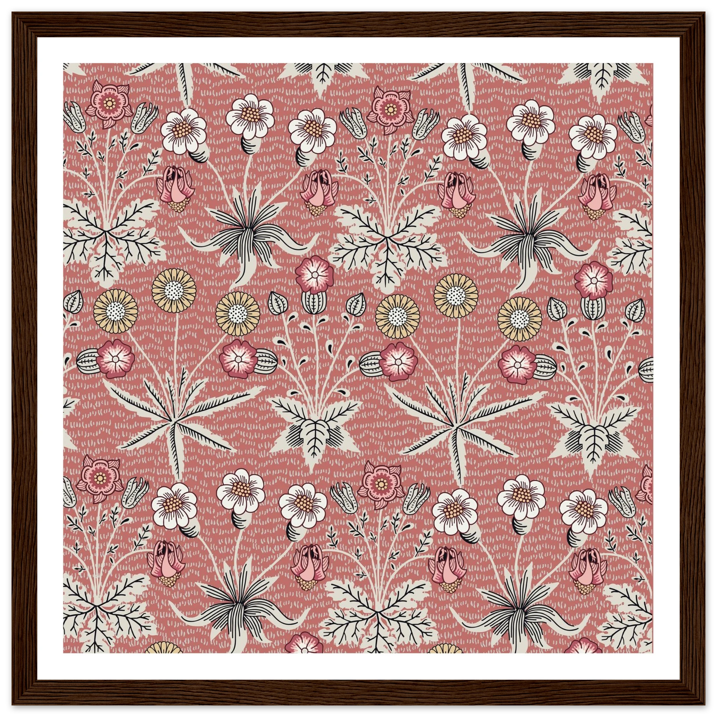 Pulsatilla Arts Tapestry Art Print | William Morris Inspired - Framed Poster - 30x30 cm / 12x12″ - Black frame