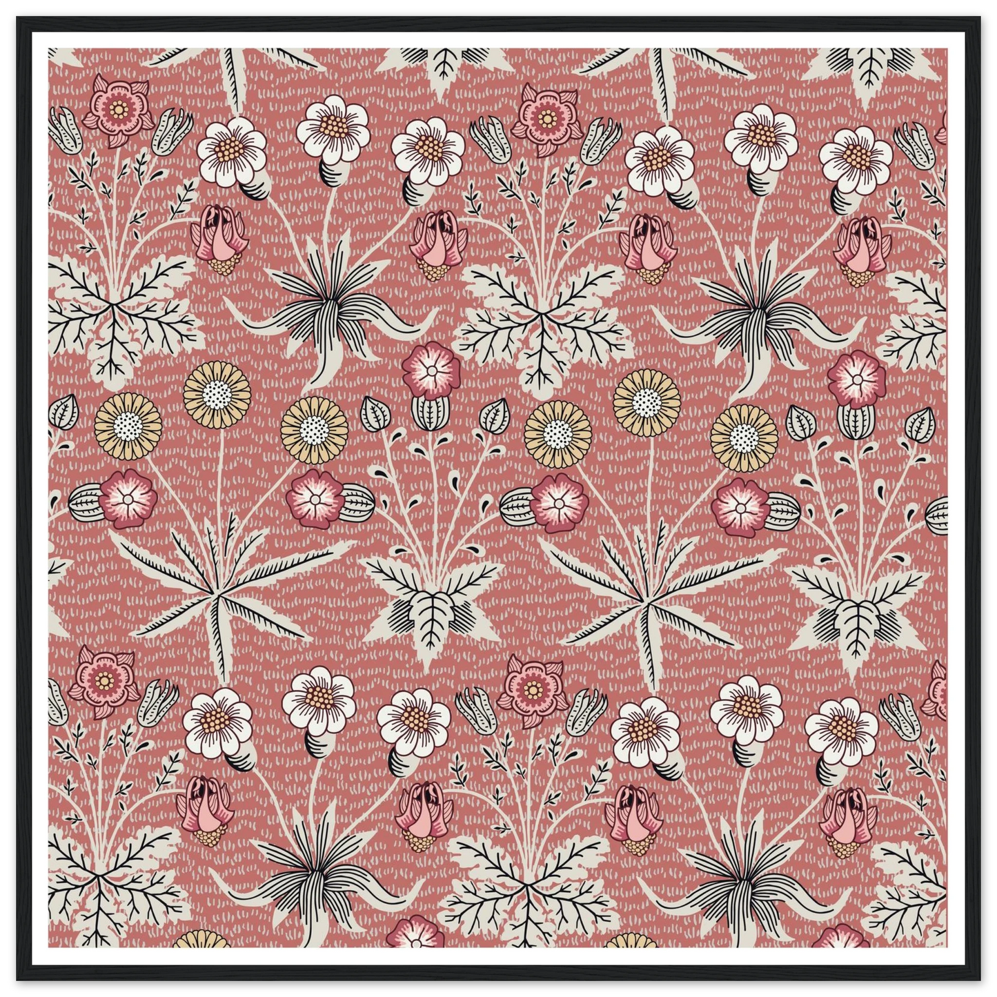 Pulsatilla Arts Tapestry Art Print | William Morris Inspired - Framed Poster - 30x30 cm / 12x12″ - Black frame