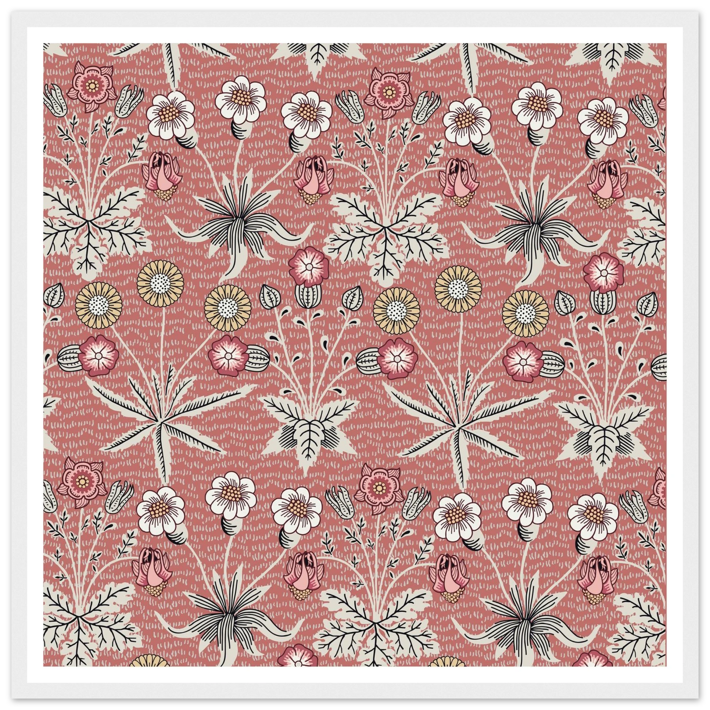 Pulsatilla Arts Tapestry Art Print | William Morris Inspired - Framed Poster - 30x30 cm / 12x12″ - Black frame