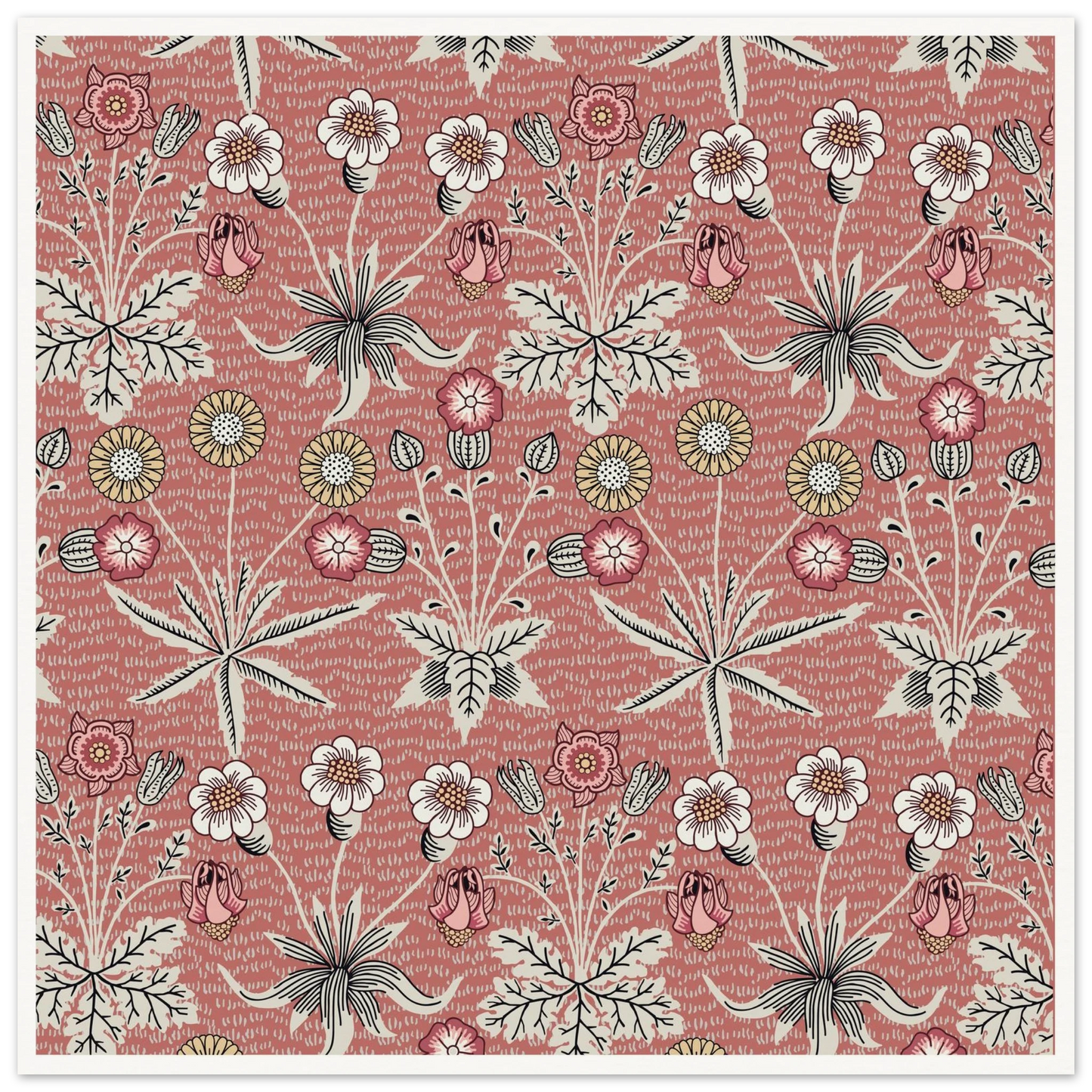 Pulsatilla Arts Tapestry Art Print | William Morris Inspired - Framed Poster - 30x30 cm / 12x12″ - Black frame