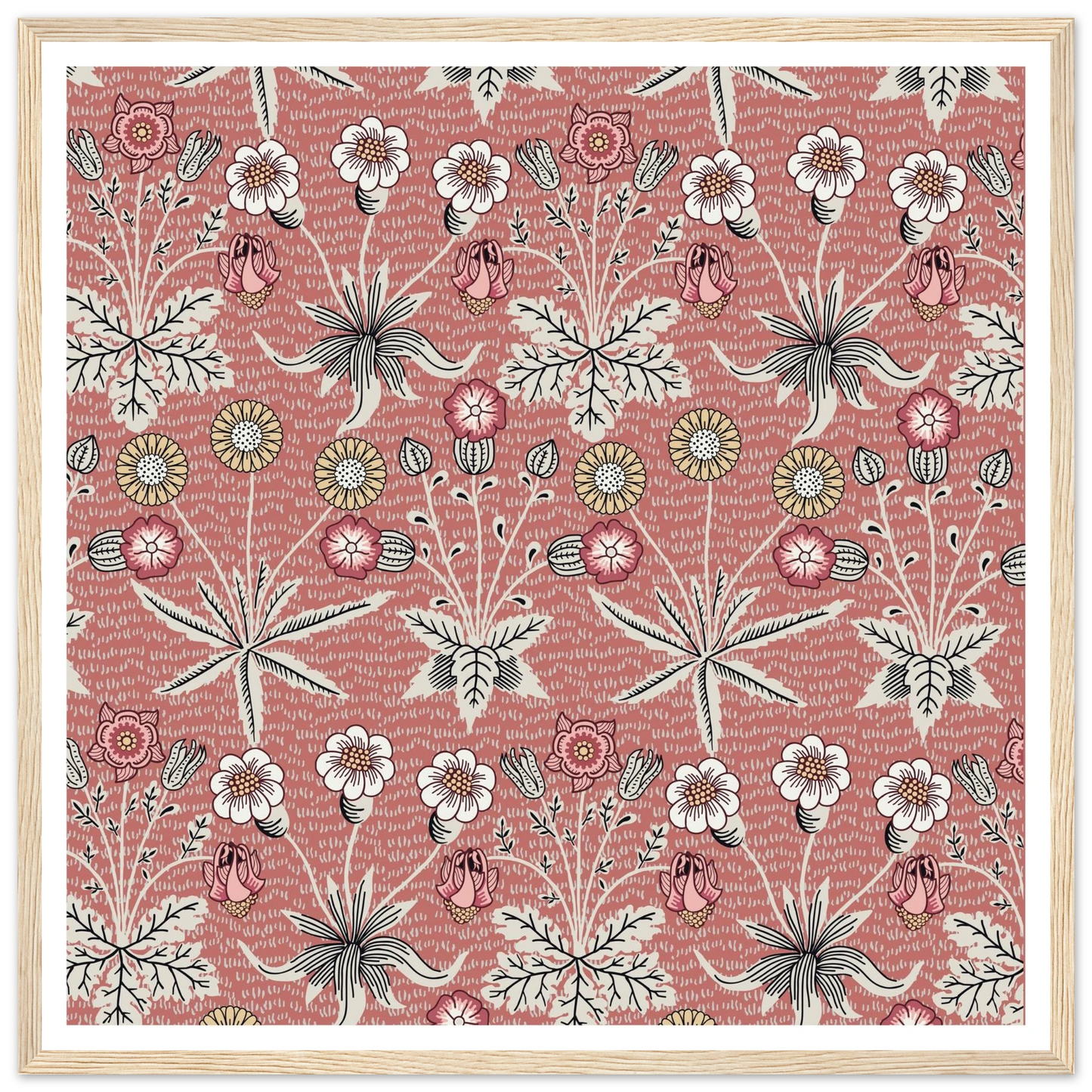 Pulsatilla Arts Tapestry Art Print | William Morris Inspired - Framed Poster - 30x30 cm / 12x12″ - Black frame