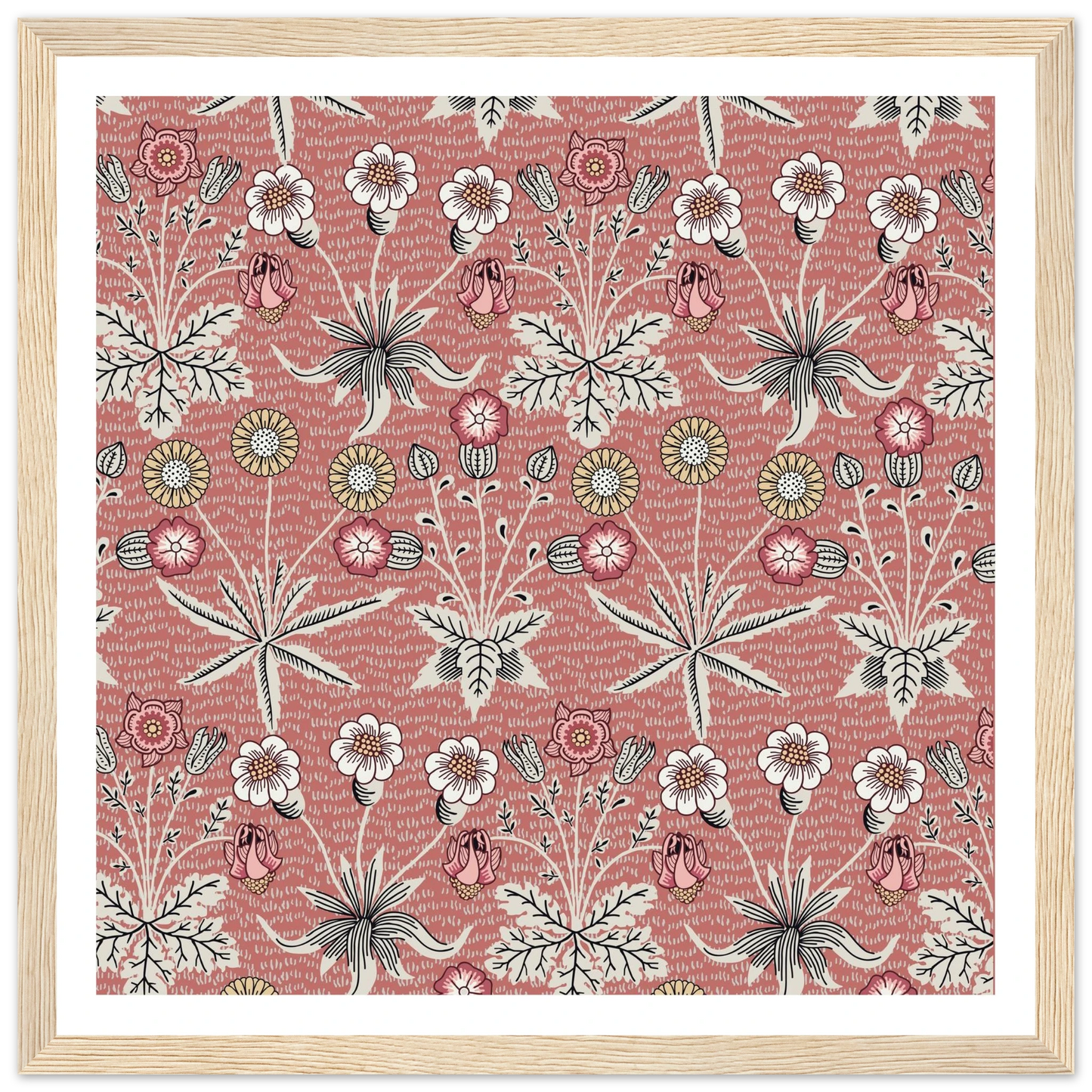 Pulsatilla Arts Tapestry Art Print | William Morris Inspired - Framed Poster - 30x30 cm / 12x12″ - Black frame