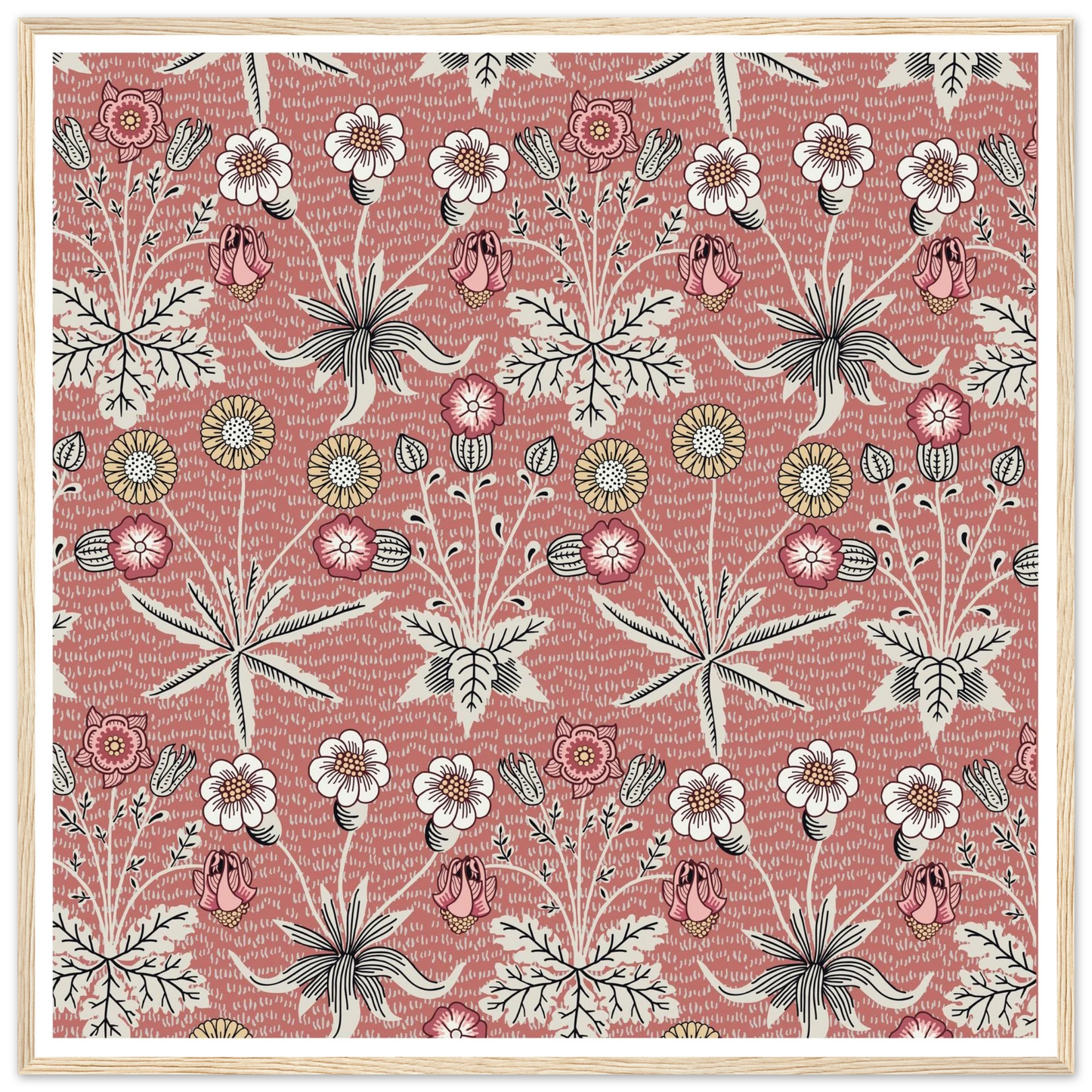 Pulsatilla Arts Tapestry Art Print | William Morris Inspired - Framed Poster - 30x30 cm / 12x12″ - Black frame