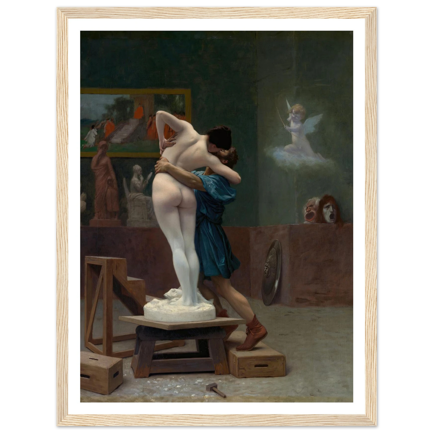 Pygmalion and Galatea (Ca. 1890) Art Print | Jean Leon Gerome - Framed Poster - 30x40 cm / 12x16″ - Black frame