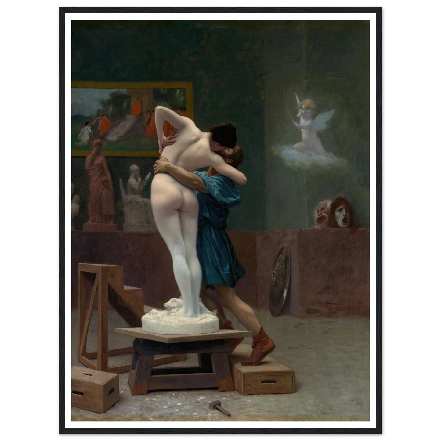 Pygmalion and Galatea (Ca. 1890) Art Print | Jean Leon Gerome - Framed Poster - 30x40 cm / 12x16″ - Black frame