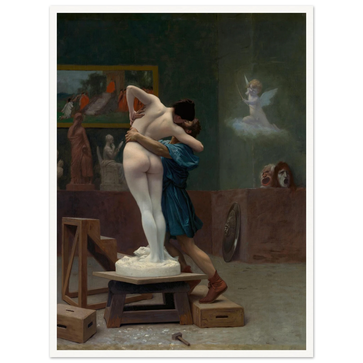 Pygmalion and Galatea (Ca. 1890) Art Print | Jean Leon Gerome - Framed Poster - 30x40 cm / 12x16″ - Black frame