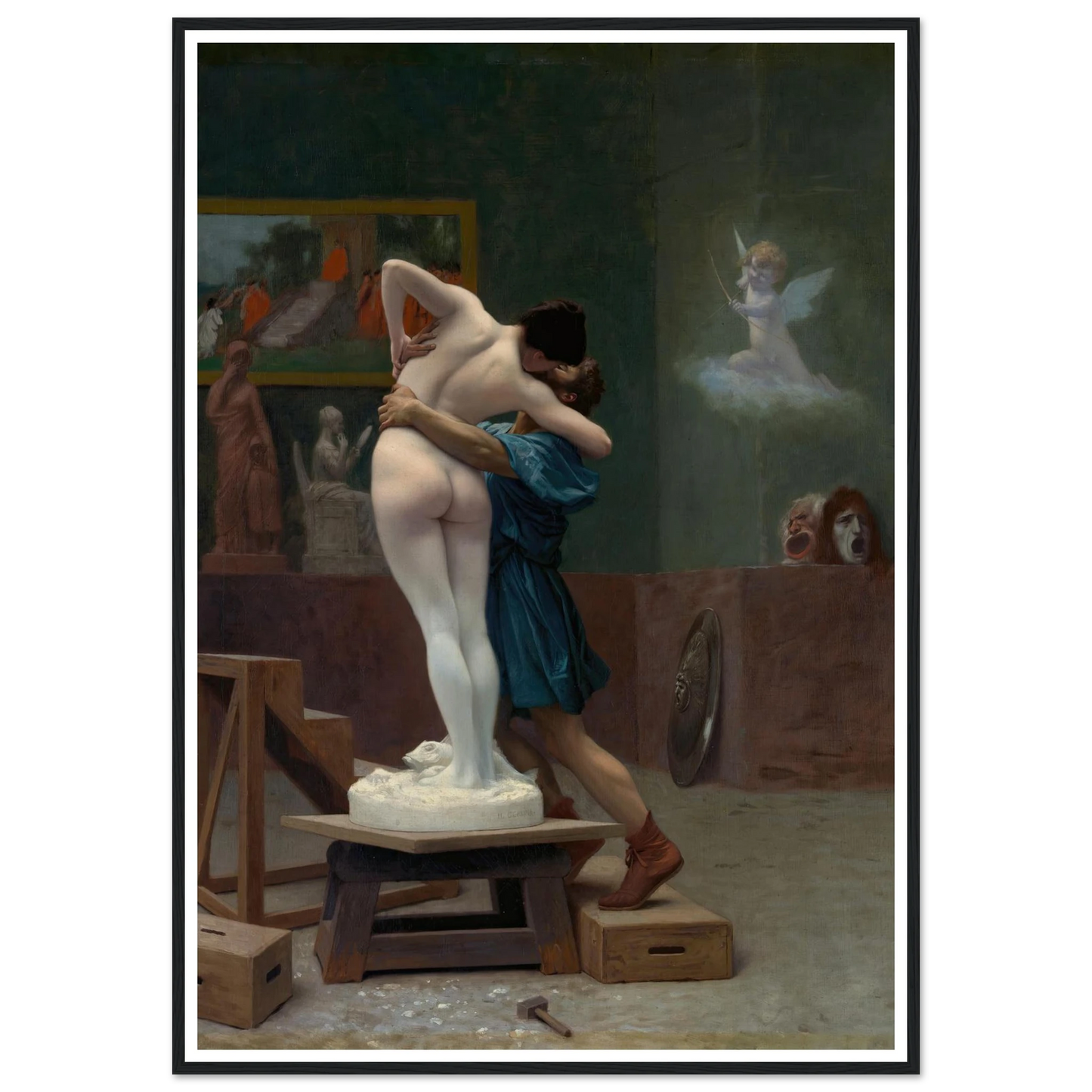 Pygmalion and Galatea (Ca. 1890) Art Print | Jean Leon Gerome - Framed Poster - 30x40 cm / 12x16″ - Black frame