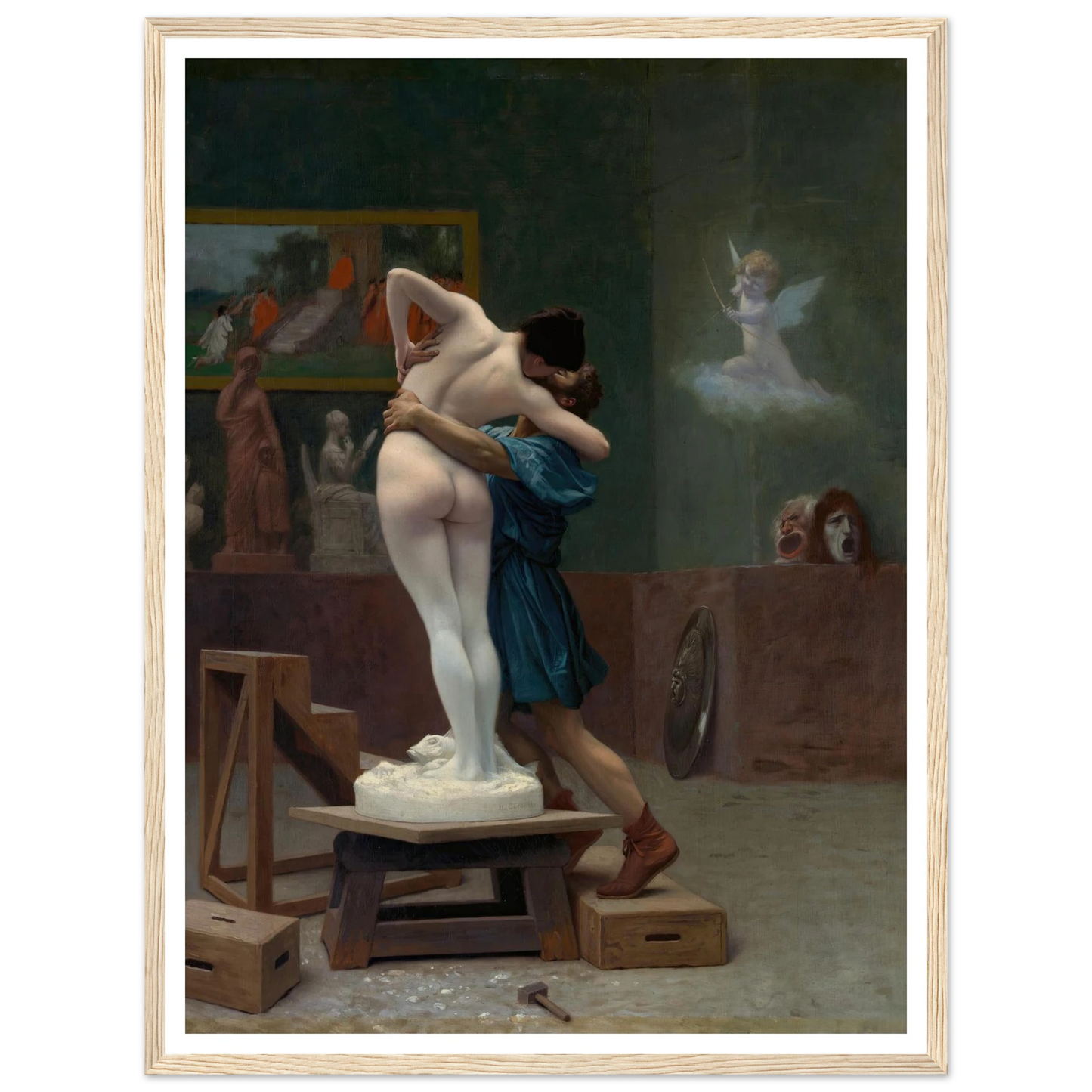 Pygmalion and Galatea (Ca. 1890) Art Print | Jean Leon Gerome - Framed Poster - 30x40 cm / 12x16″ - Black frame