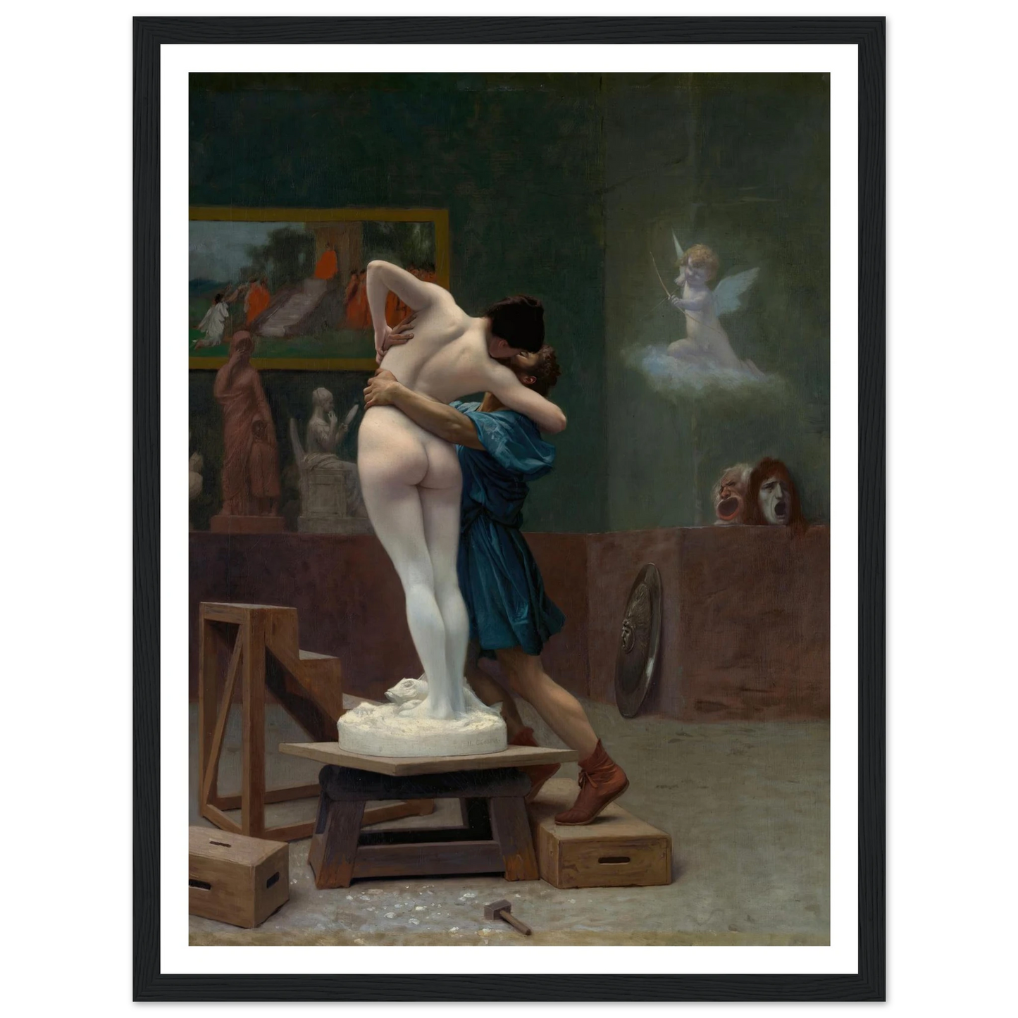 Pygmalion and Galatea (Ca. 1890) Art Print | Jean Leon Gerome - Framed Poster - 30x40 cm / 12x16″ - Black frame