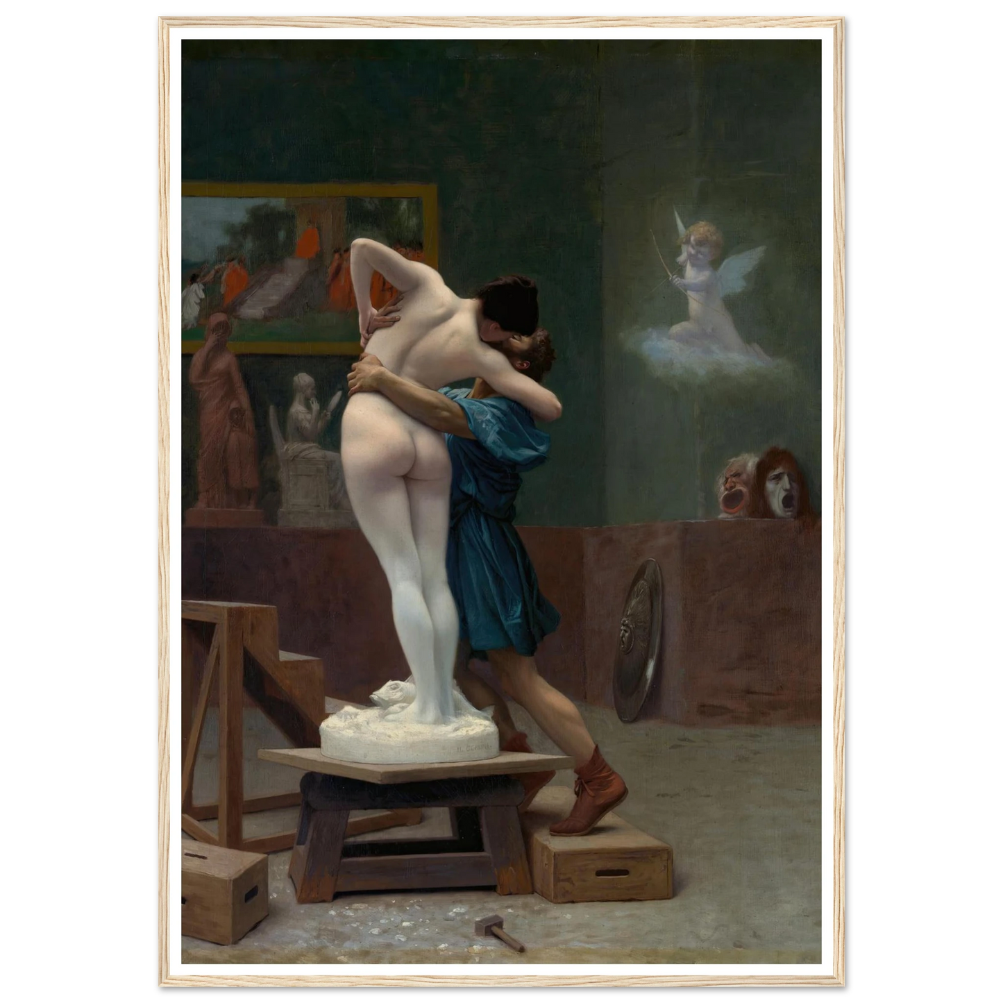 Pygmalion and Galatea (Ca. 1890) Art Print | Jean Leon Gerome - Framed Poster - 30x40 cm / 12x16″ - Black frame