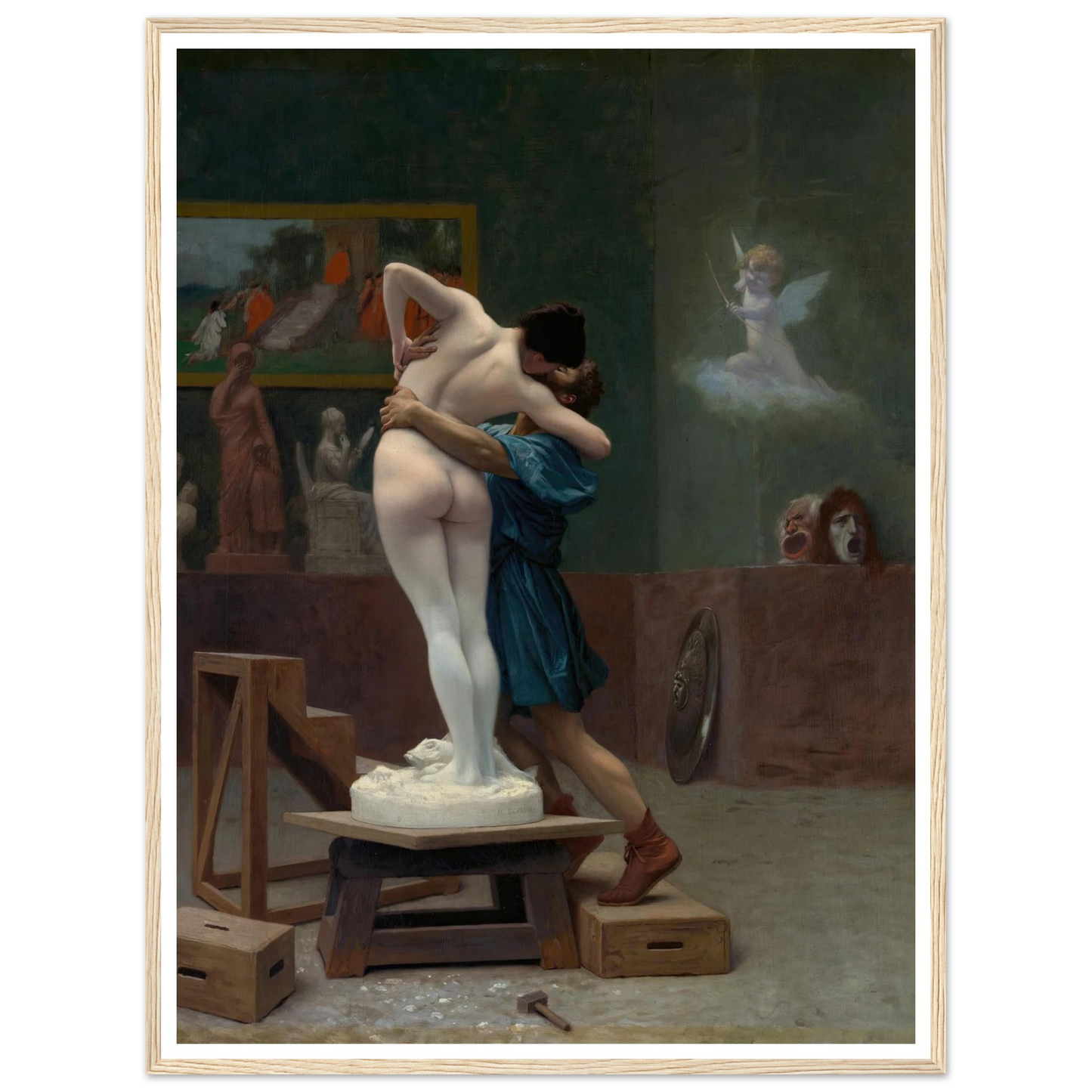 Pygmalion and Galatea (Ca. 1890) Art Print | Jean Leon Gerome - Framed Poster - 30x40 cm / 12x16″ - Black frame