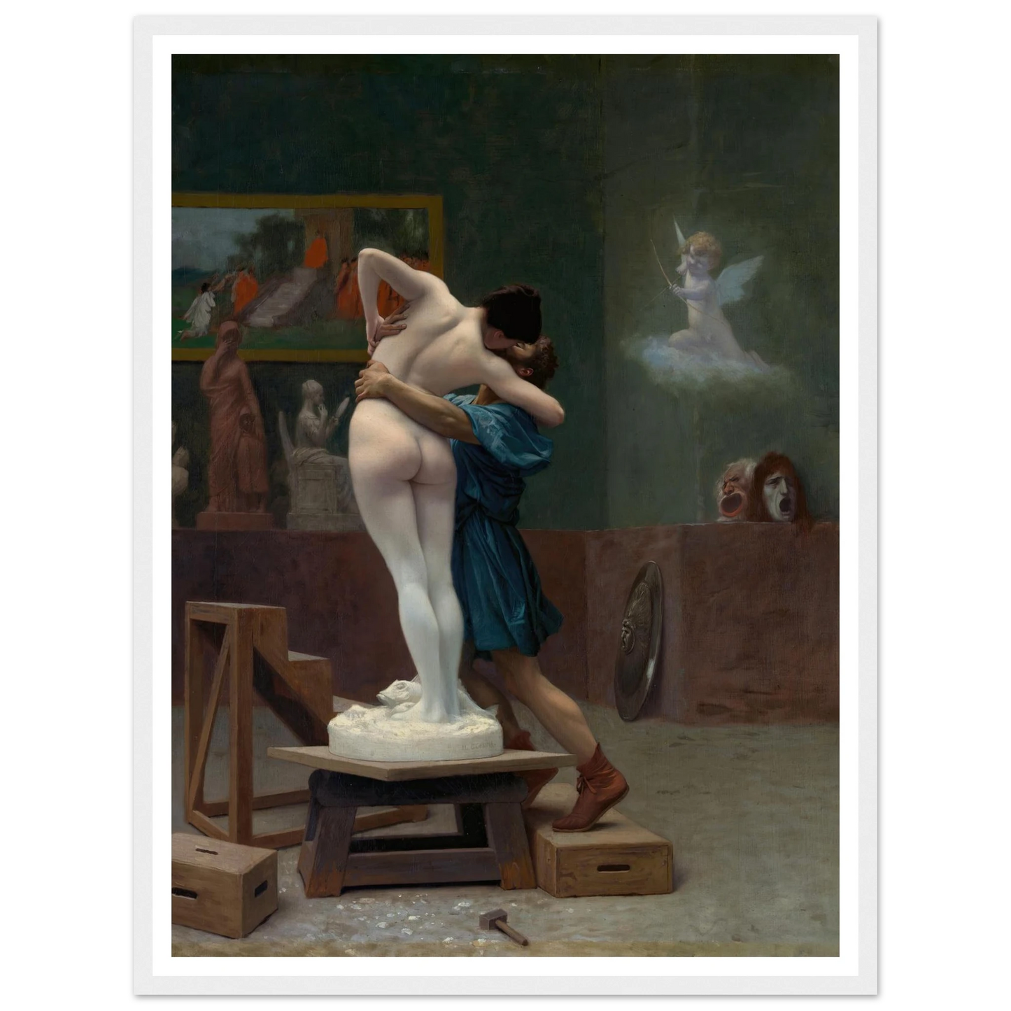 Pygmalion and Galatea (Ca. 1890) Art Print | Jean Leon Gerome - Framed Poster - 30x40 cm / 12x16″ - Black frame