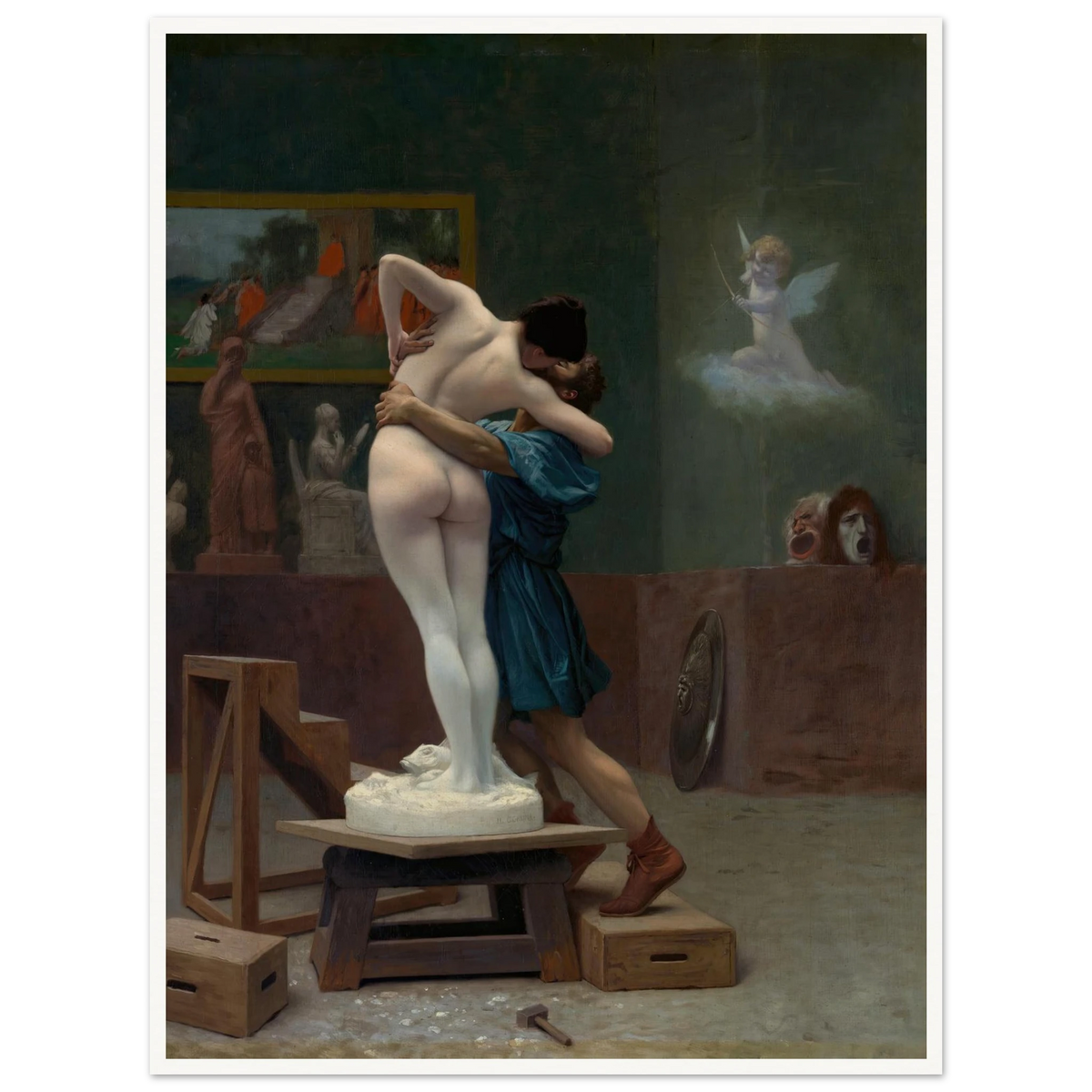Pygmalion and Galatea (Ca. 1890) Art Print | Jean Leon Gerome - Framed Poster - 30x40 cm / 12x16″ - Black frame
