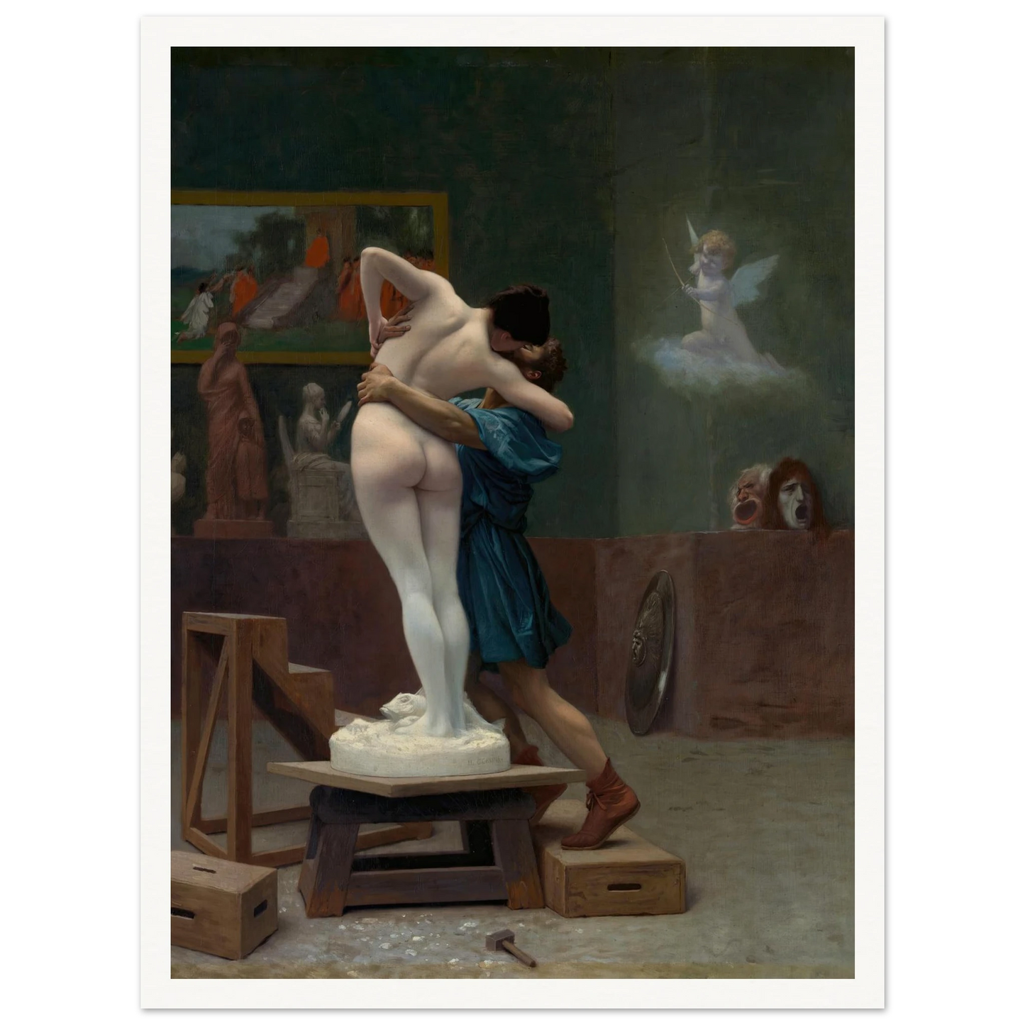 Pygmalion and Galatea (Ca. 1890) Art Print | Jean Leon Gerome - Framed Poster - 30x40 cm / 12x16″ - Black frame