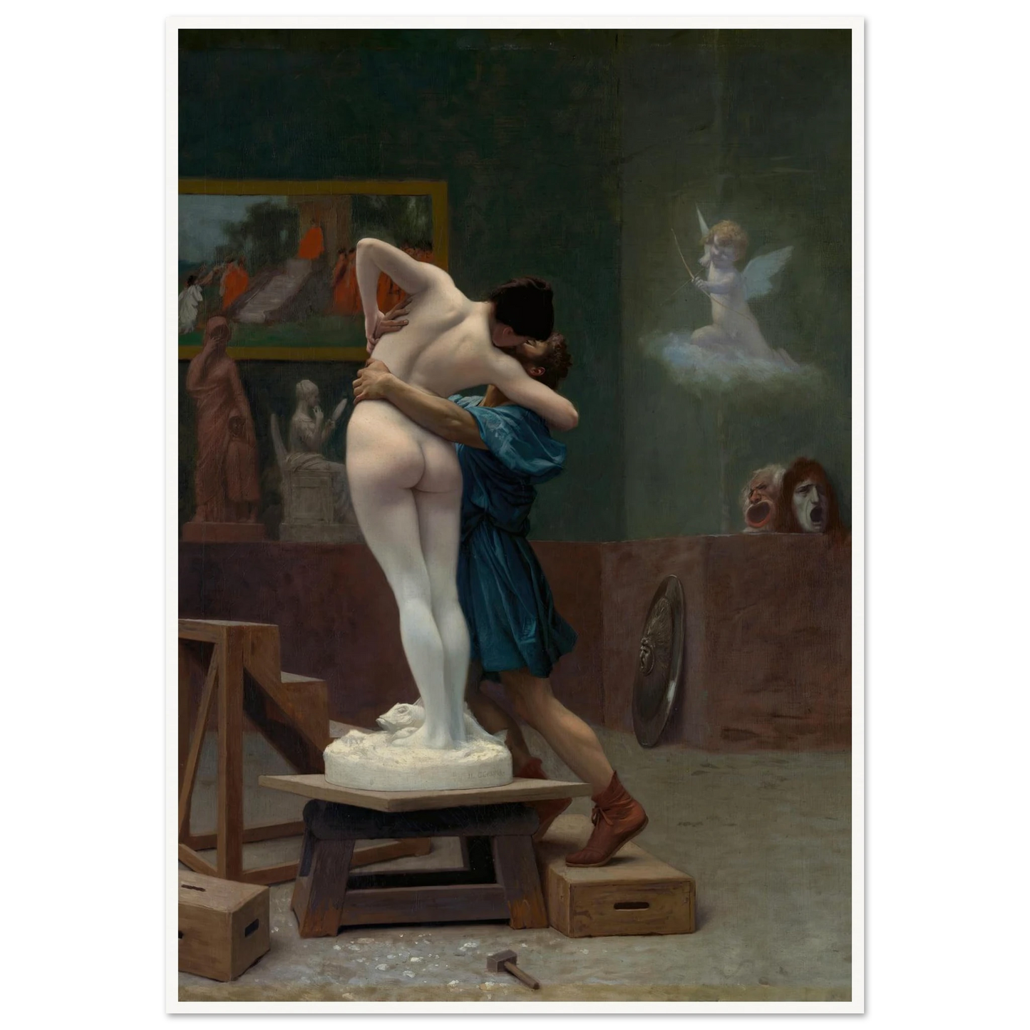 Pygmalion and Galatea (Ca. 1890) Art Print | Jean Leon Gerome - Framed Poster - 30x40 cm / 12x16″ - Black frame