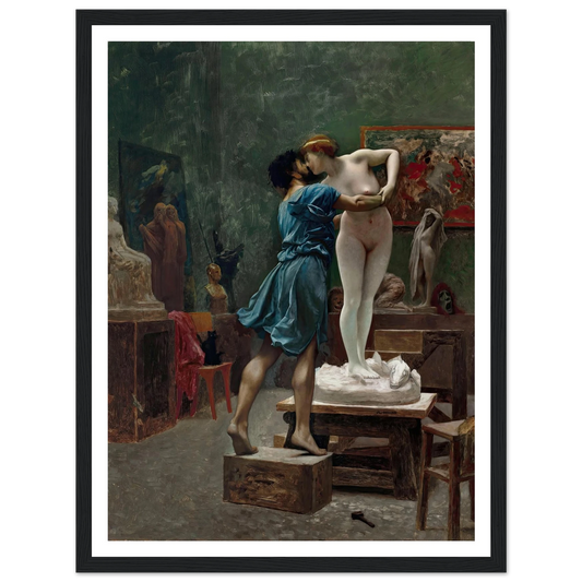 Pygmalion et Galatée, esquisse à l’huile (1890) Art Print | Jean Leon Gerome - Framed Poster - 30x40 cm / 12x16″ - Black frame
