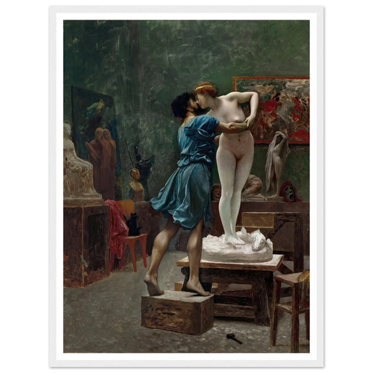 Pygmalion et Galatée, esquisse à l’huile (1890) Art Print | Jean Leon Gerome - Framed Poster - 30x40 cm / 12x16″ - Black frame