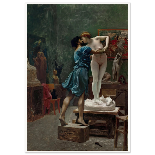 Pygmalion et Galatée, esquisse à l’huile (1890) Art Print | Jean Leon Gerome - Framed Poster - 30x40 cm / 12x16″ - Black frame