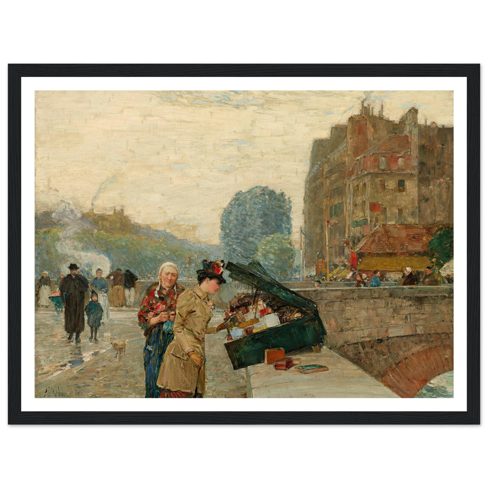 Quai St. Michel (1888) Art Print | Childe Hassam - Framed Poster - 30x40 cm / 12x16″ - Black frame