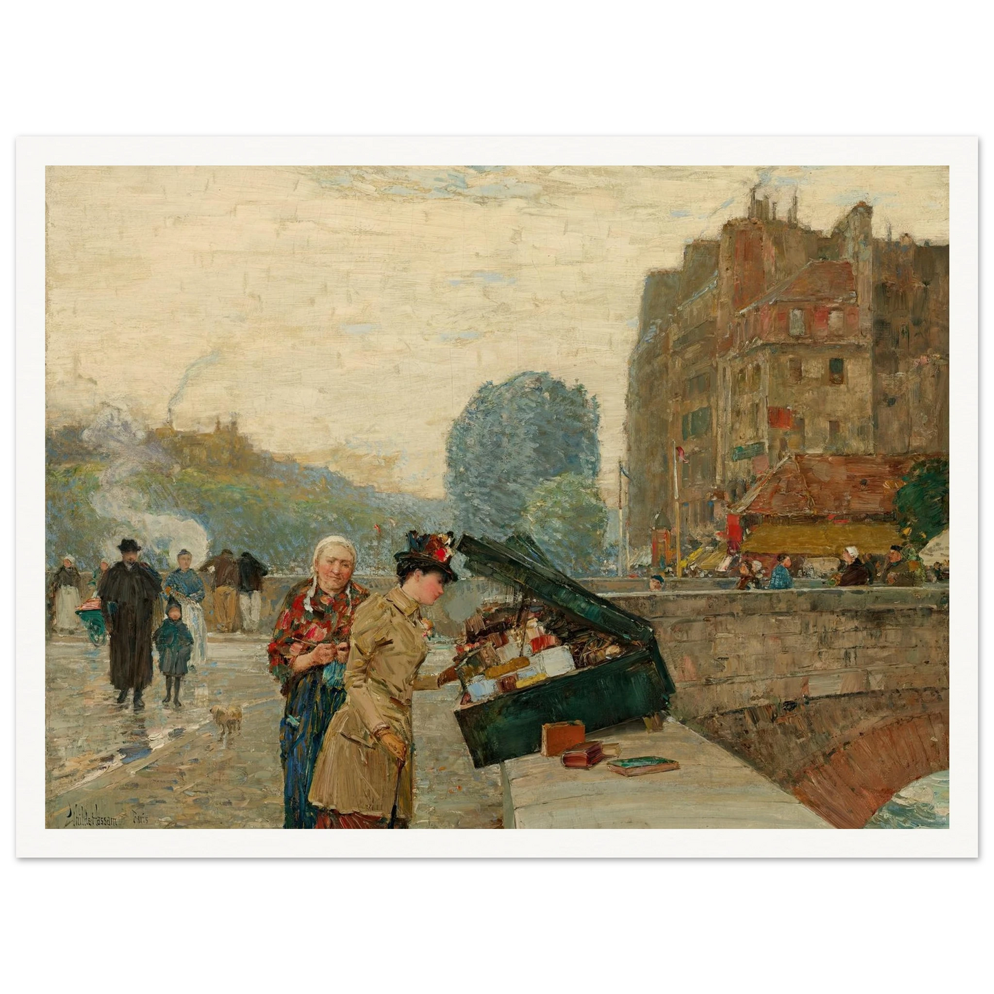 Quai St. Michel (1888) Art Print | Childe Hassam - Framed Poster - 30x40 cm / 12x16″ - Black frame