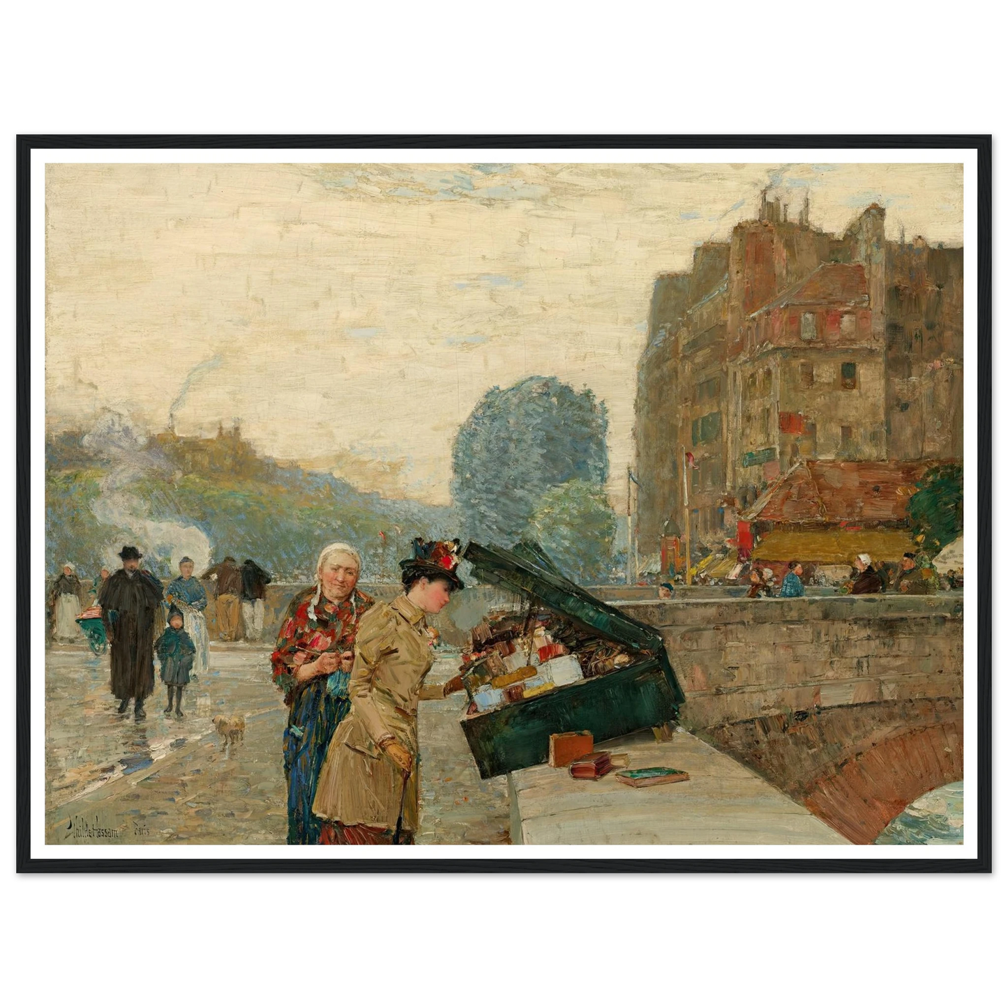 Quai St. Michel (1888) Art Print | Childe Hassam - Framed Poster - 30x40 cm / 12x16″ - Black frame