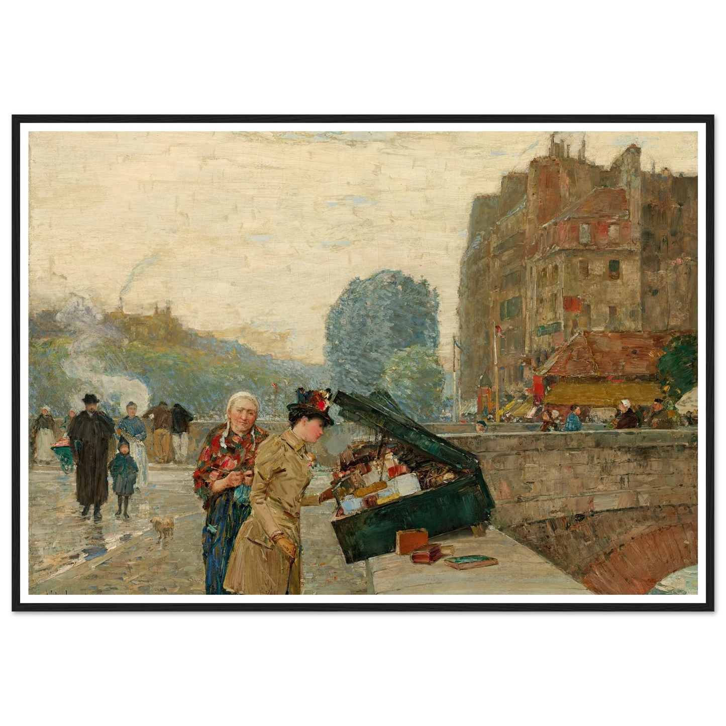 Quai St. Michel (1888) Art Print | Childe Hassam - Framed Poster - 30x40 cm / 12x16″ - Black frame