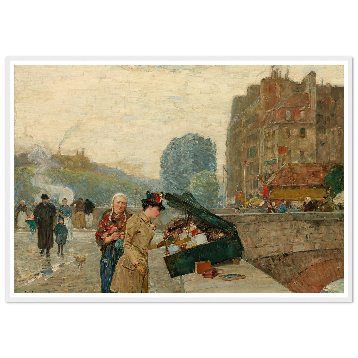 Quai St. Michel (1888) Art Print | Childe Hassam - Framed Poster - 30x40 cm / 12x16″ - Black frame