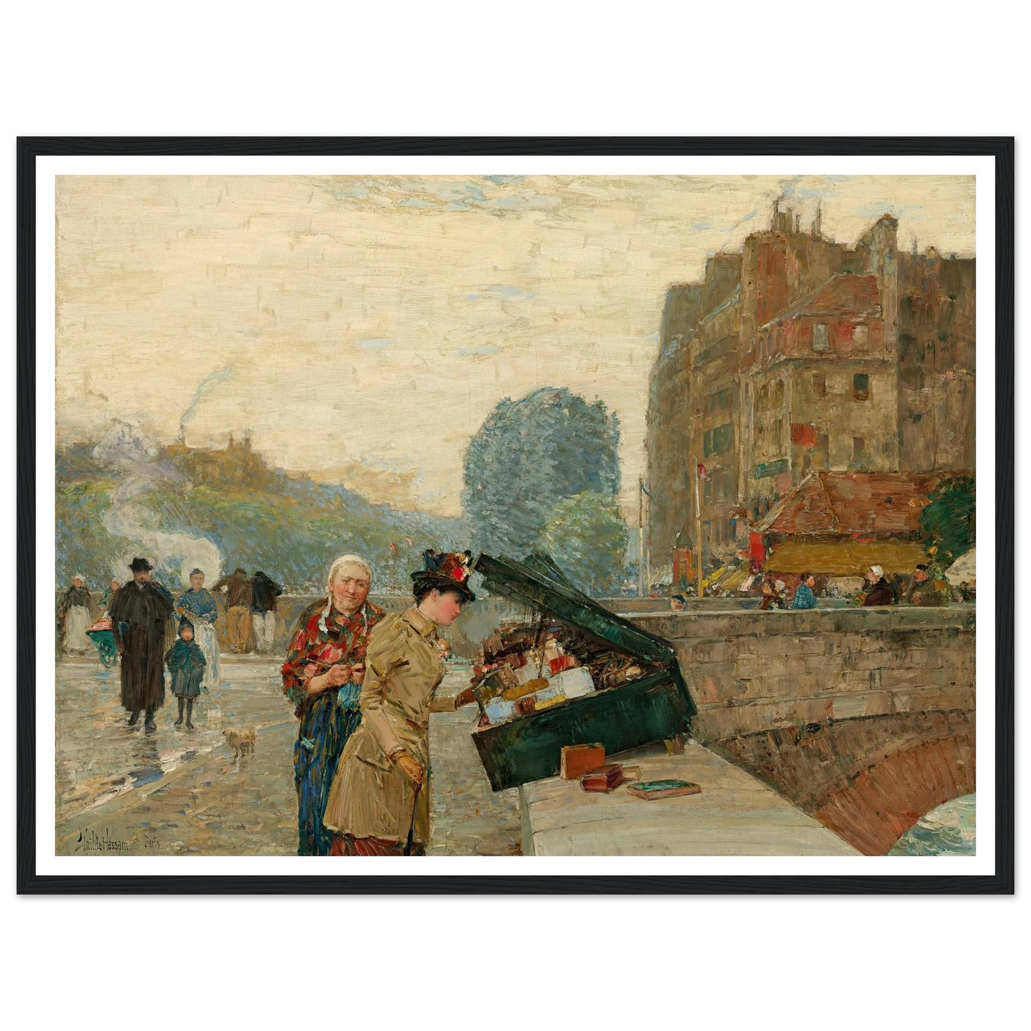 Quai St. Michel (1888) Art Print | Childe Hassam - Framed Poster - 30x40 cm / 12x16″ - Black frame