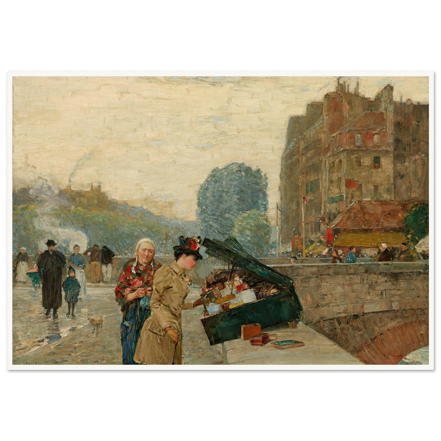 Quai St. Michel (1888) Art Print | Childe Hassam - Framed Poster - 30x40 cm / 12x16″ - Black frame