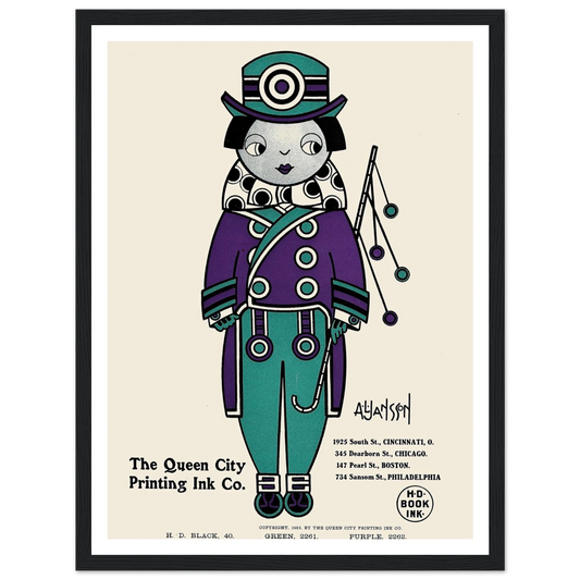 Queen City Ink, Ad. 01 (1890-1913) Art Print | Augustus Jansson - Framed Poster - 30x40 cm / 12x16″ - Black frame